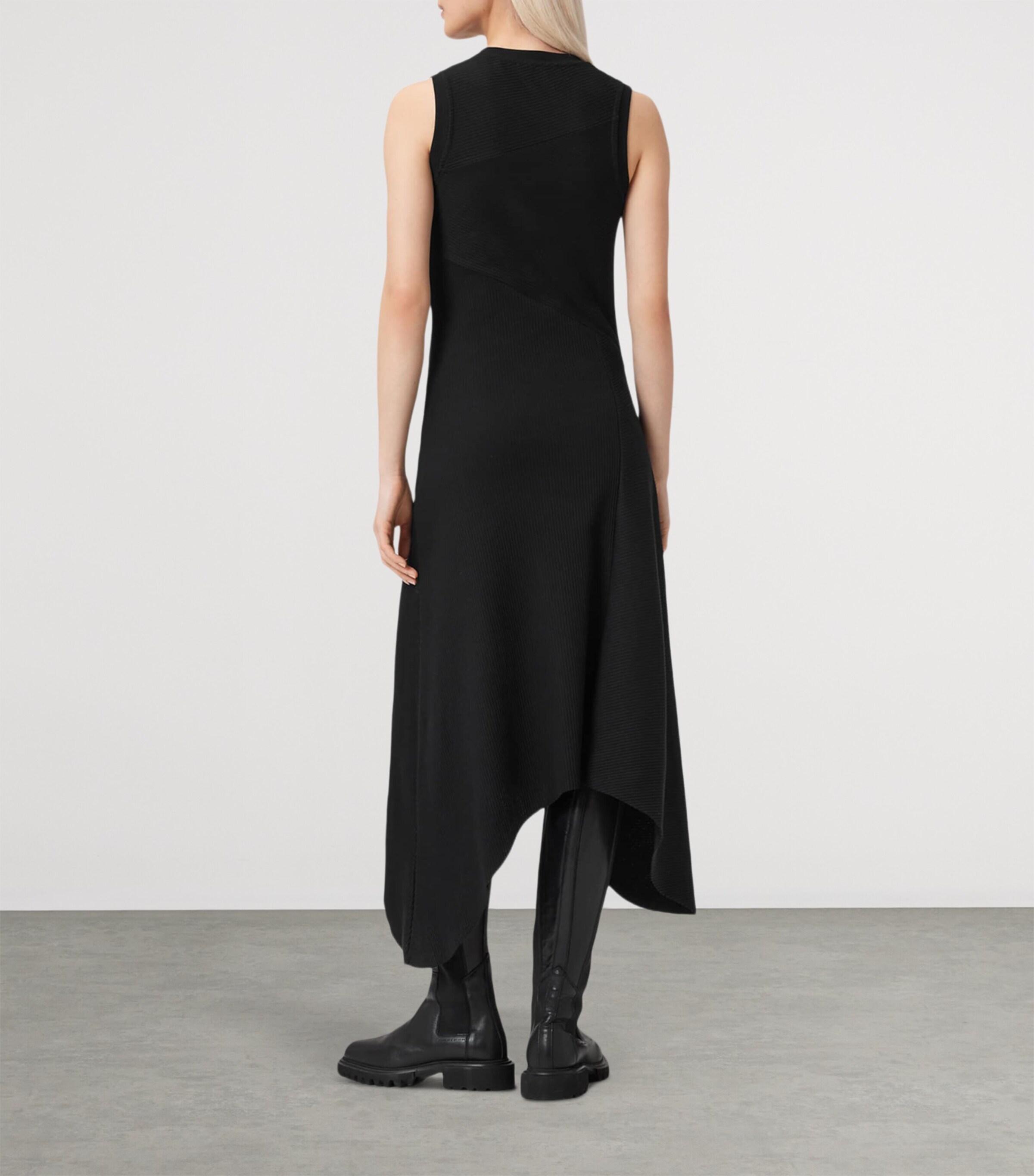 AllSaints Womens Stretch-Cotton Gia Midi Dress Black Image 4
