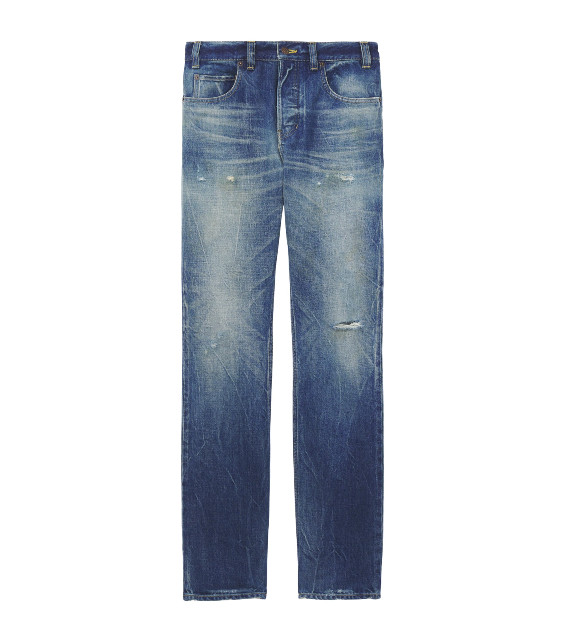 McQueen Mens Distressed Slim Jeans Image 1