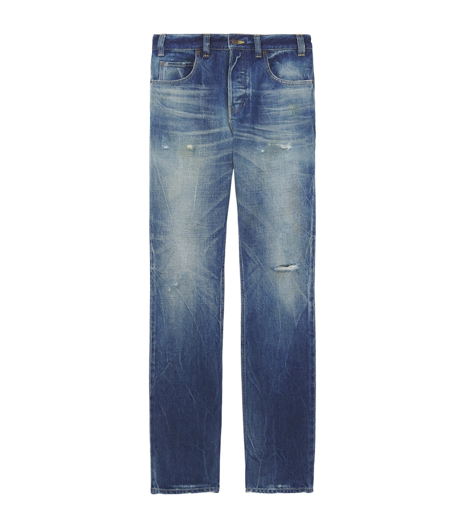 McQueen Mens Distressed Slim Jeans Image 1