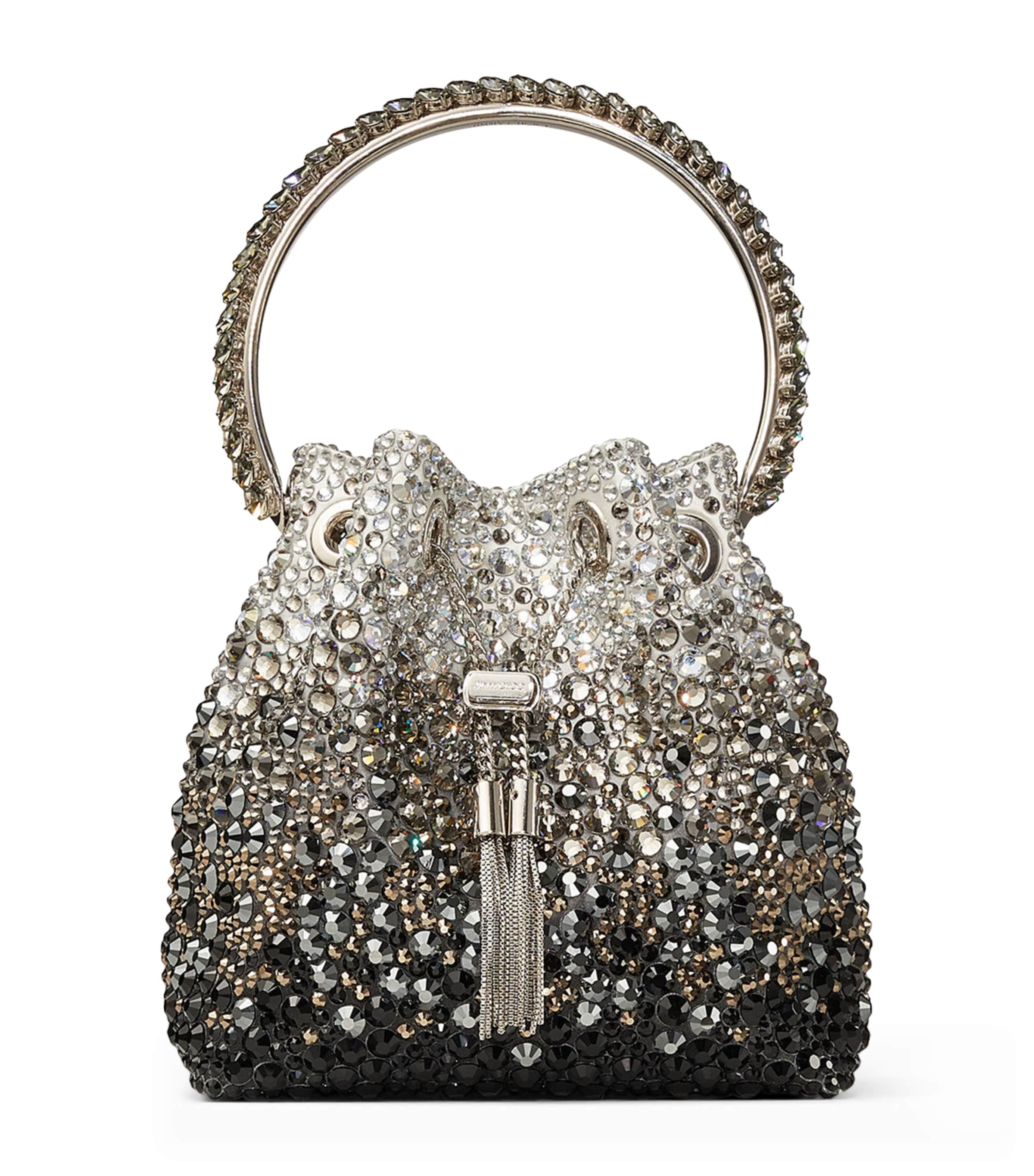 Jimmy Choo Black Bon Bon Crystal-embellished Bag In Black