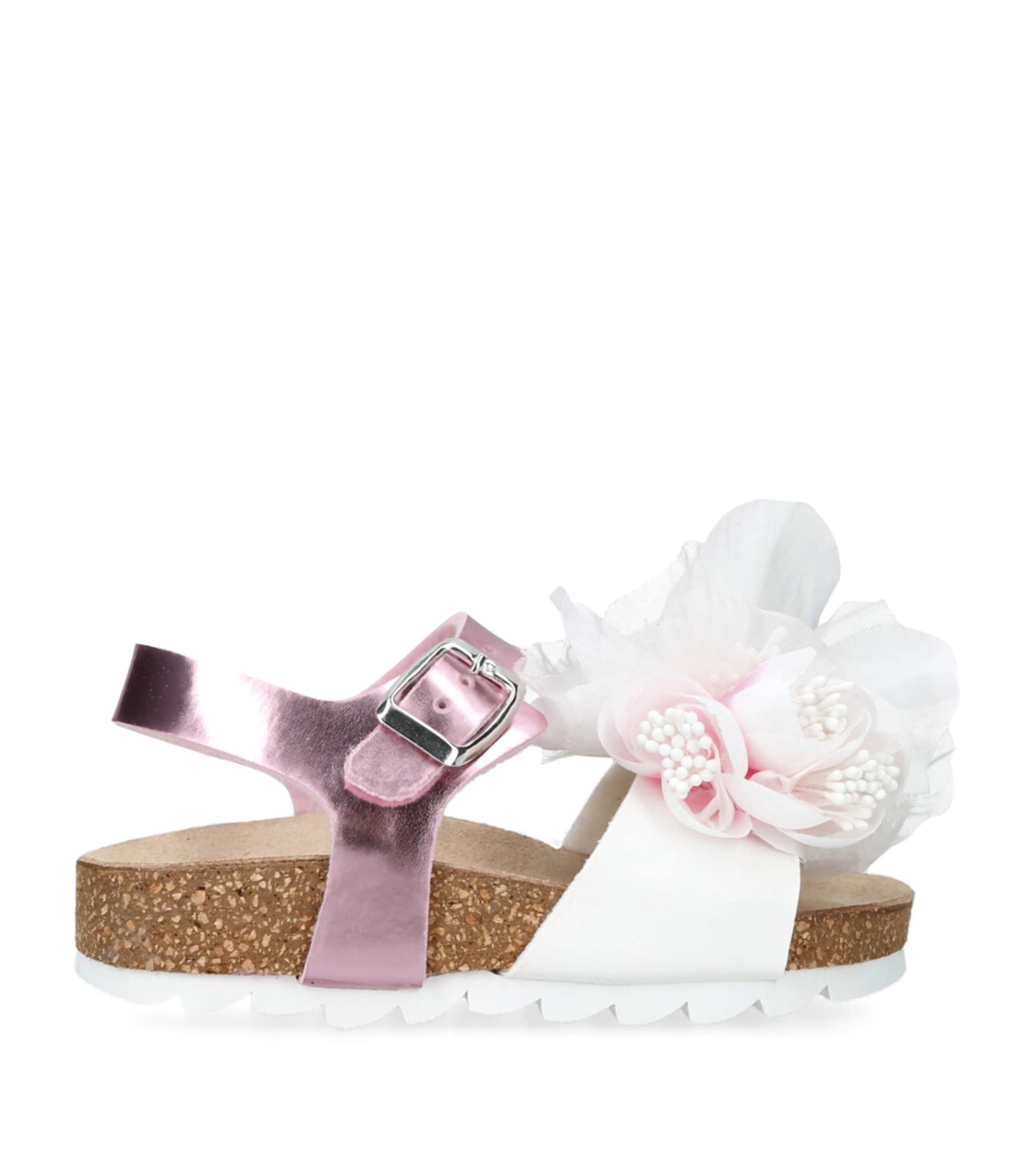 Shop Monnalisa Embellished Metallic Sandals In Pink