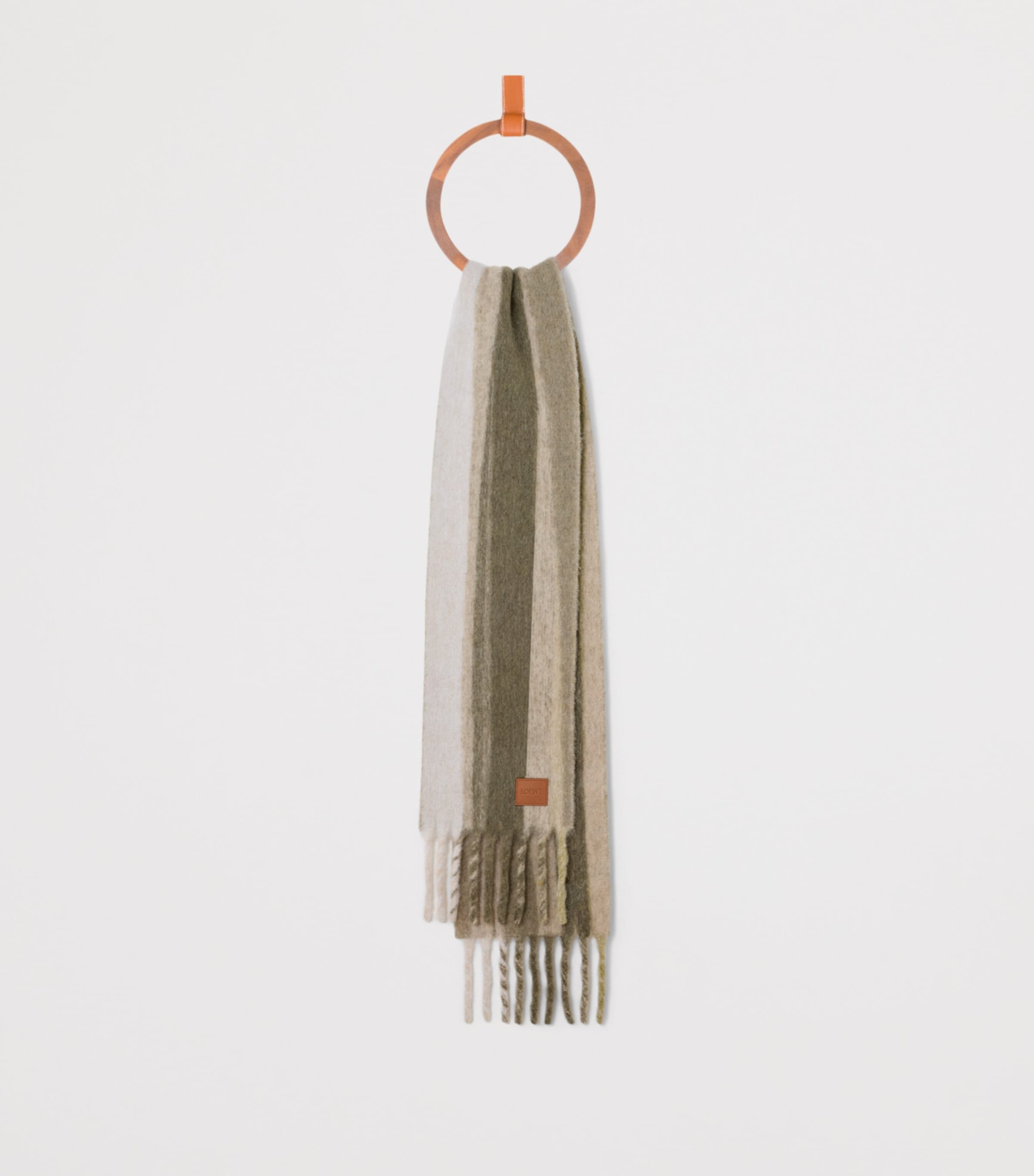 Alpaca-Wool-Blend Jacquard Stripe Scarf SOFT WHITE Image 2