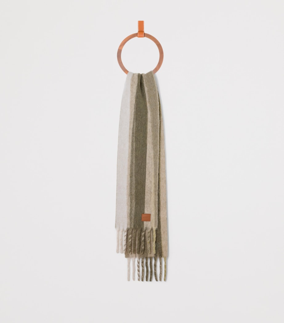 Alpaca-Wool-Blend Jacquard Stripe Scarf SOFT WHITE Image 2