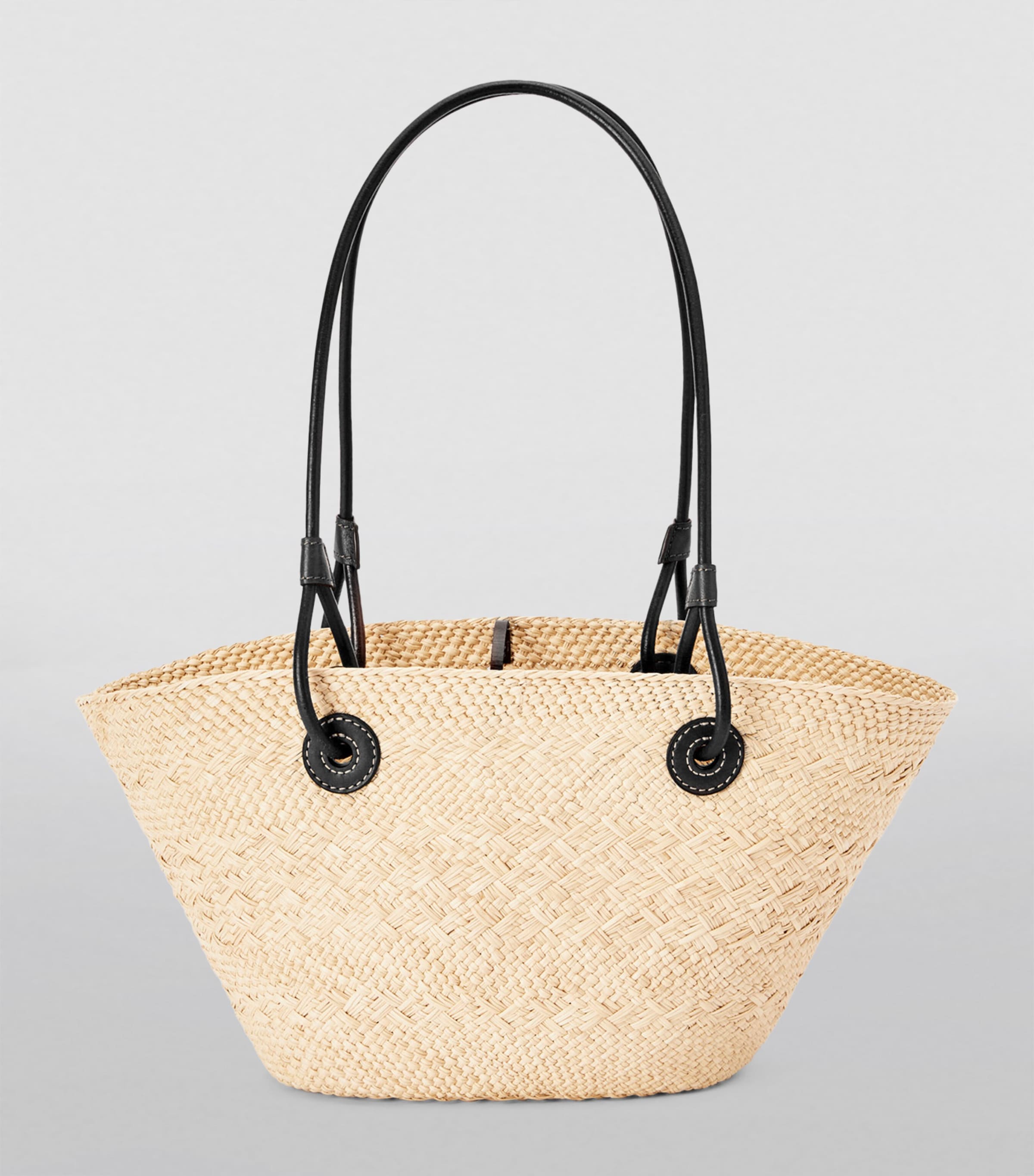 x Paula’s Ibiza Small Woven Anagram Basket Bag NATURAL/BLACK Image 3