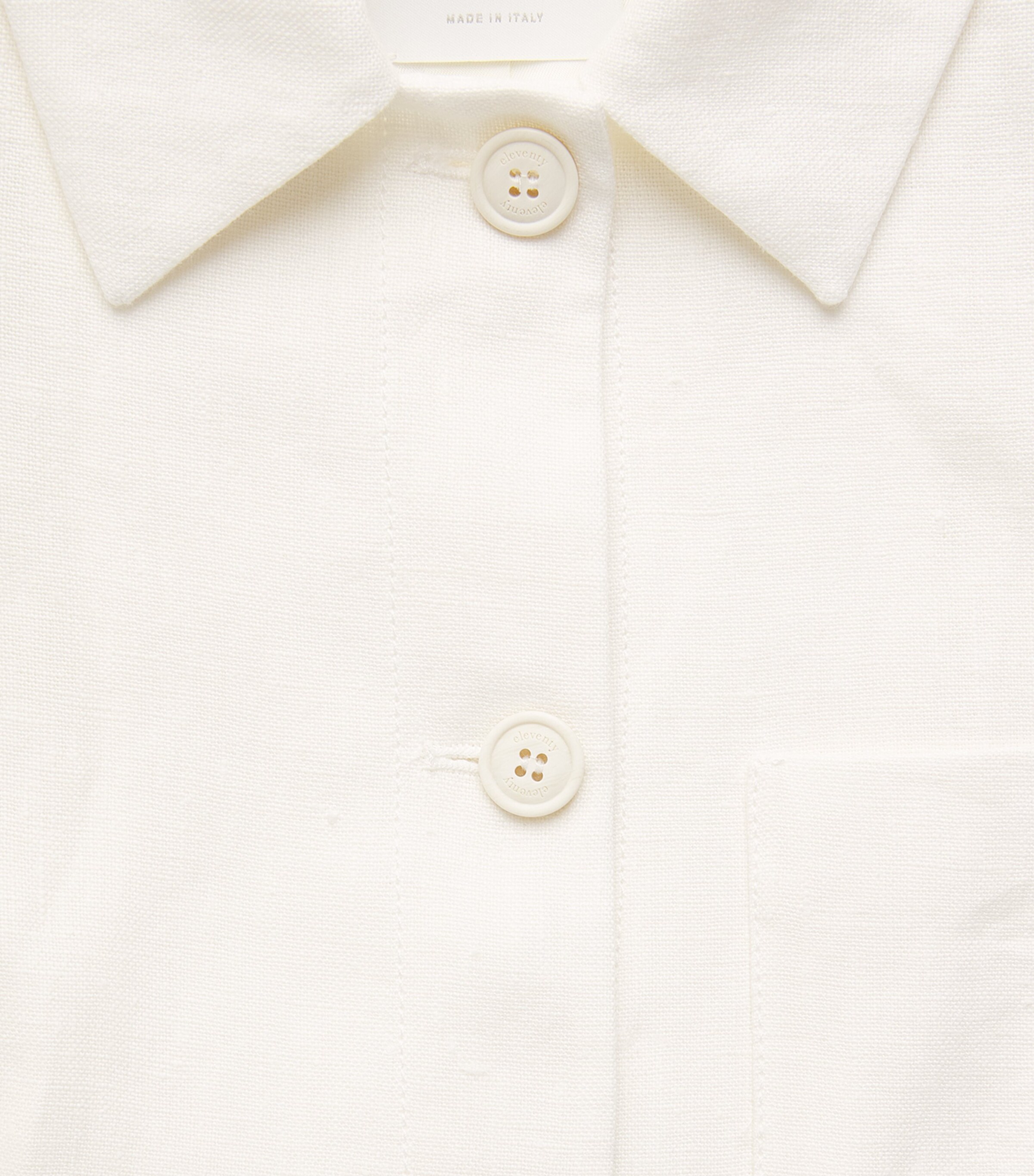 Eleventy Womens Linen Single-Breasted Shirt Jacket Bianco Image 6
