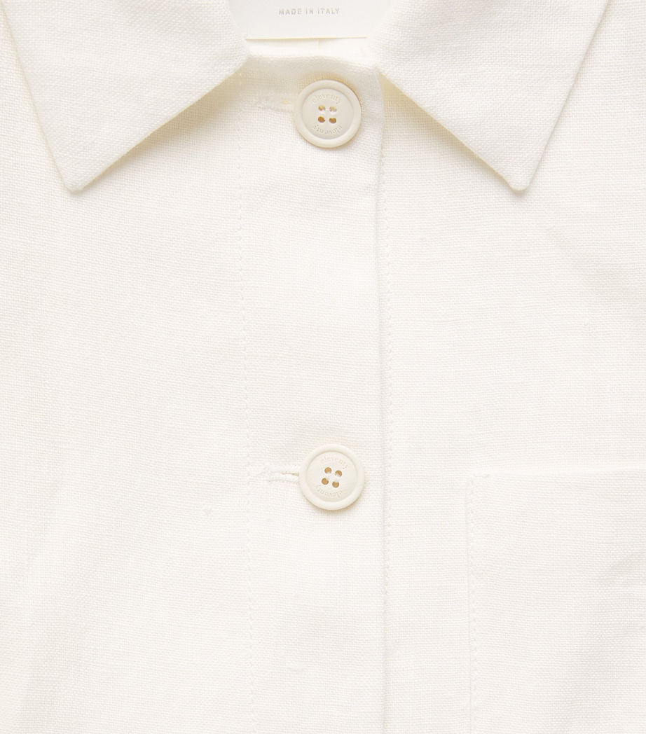 Eleventy Womens Linen Single-Breasted Shirt Jacket Bianco Image 6