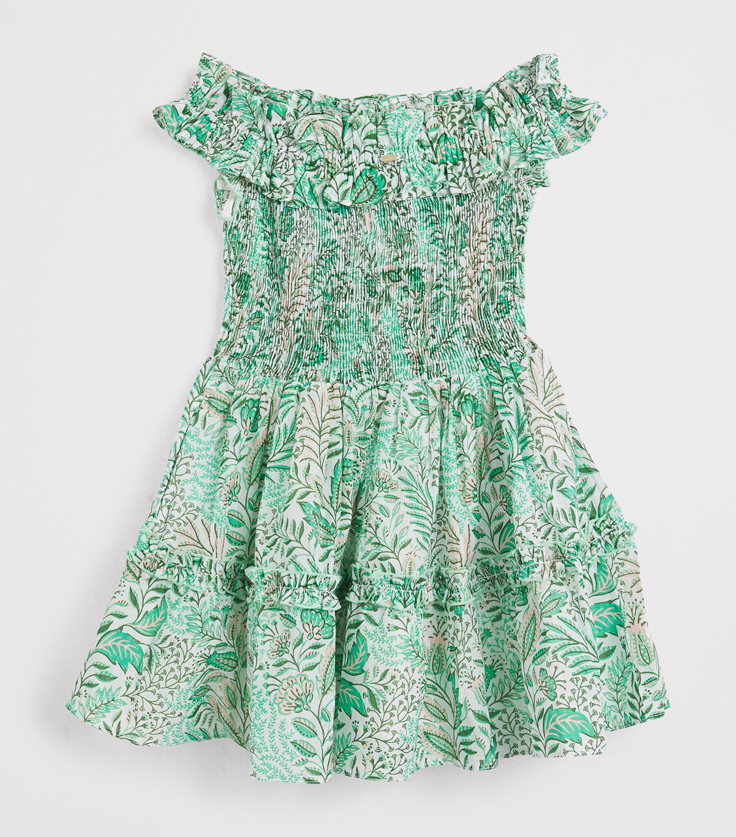 Poupette St Barth Kids Cotton-Blend Amber Mini Dress (4-12 Years) Green Palmarosa Image 2