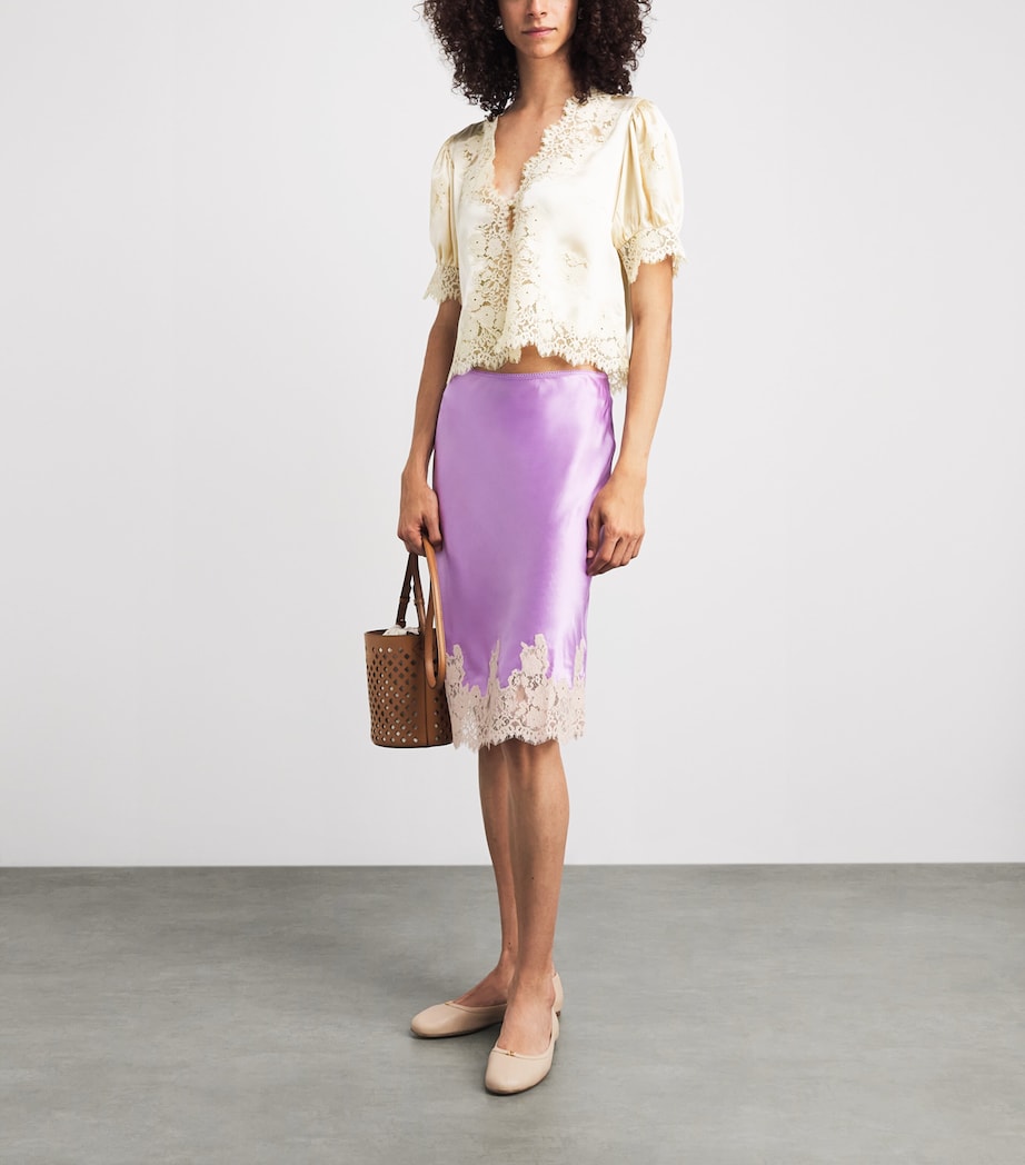 DÔEN Womens Silk-Lace Idella Blouse Candlelight Image 2