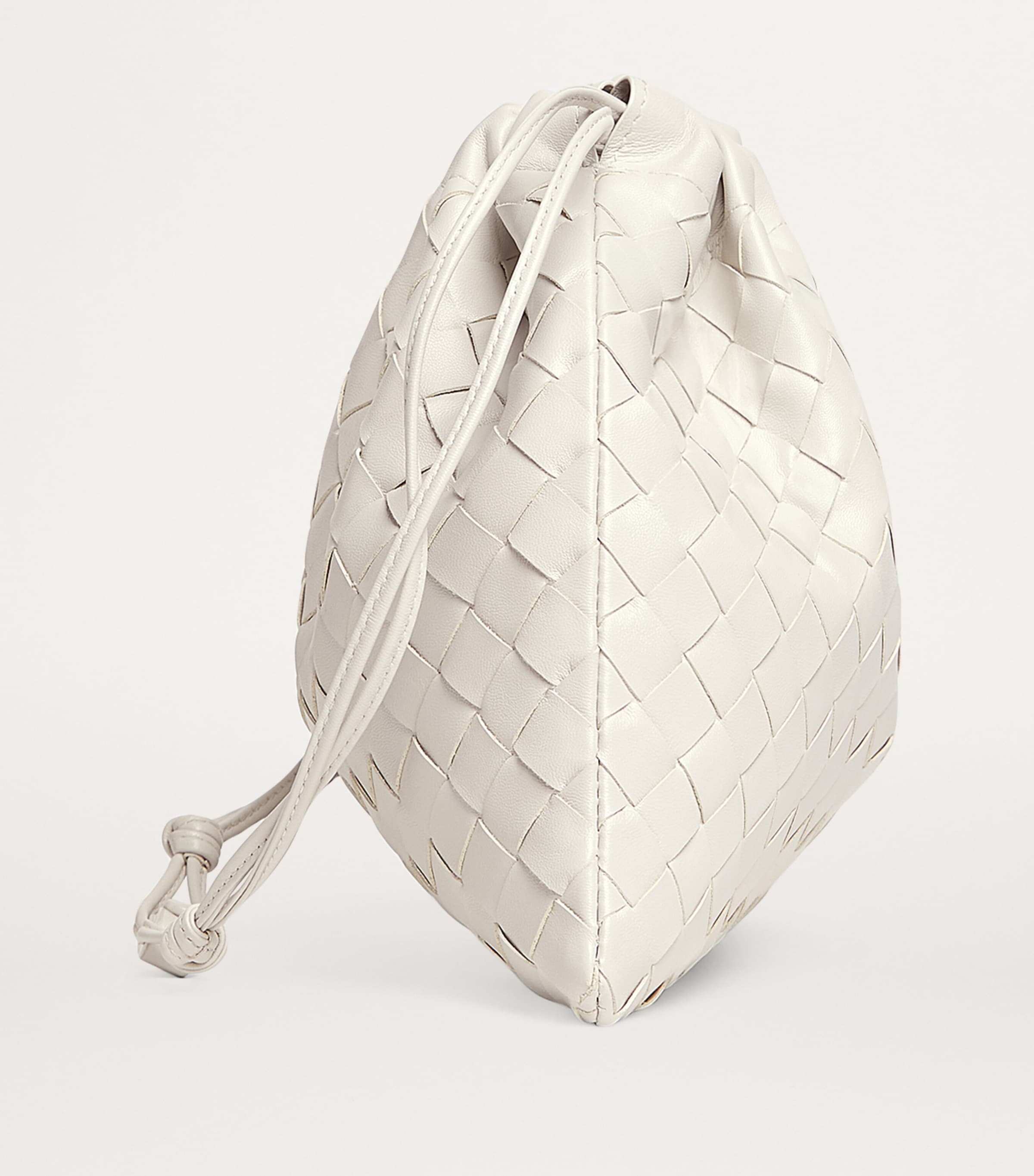 Bottega Veneta White Medium Leather Intrecciato Dustbag Shoulder 