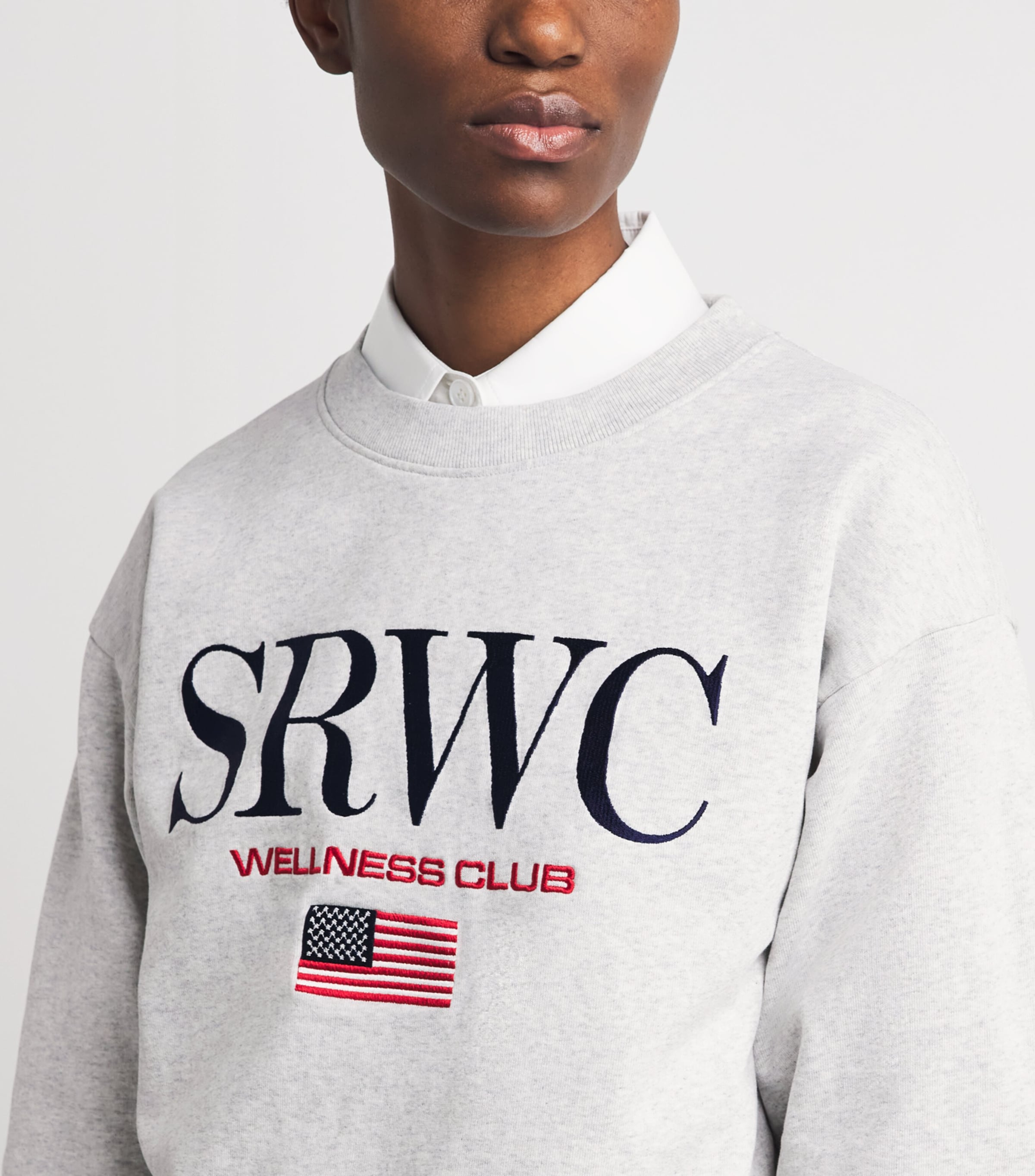 Sporty & Rich Womens Cotton Nautical Sweatshirt Heather Gray Image 3