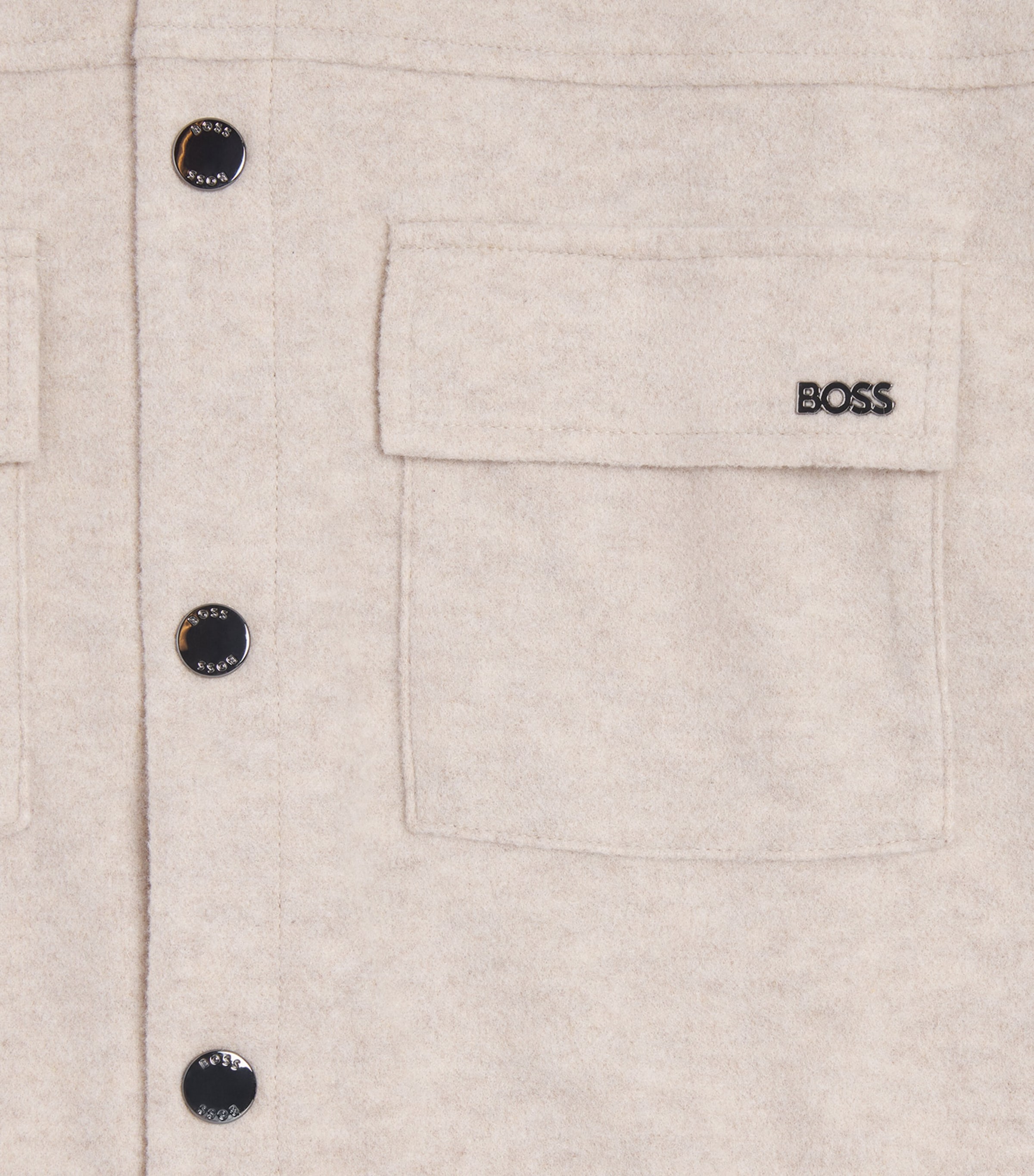 BOSS Kidswear Brushed Overshirt (4-16 Years) Off White Marl Image 2