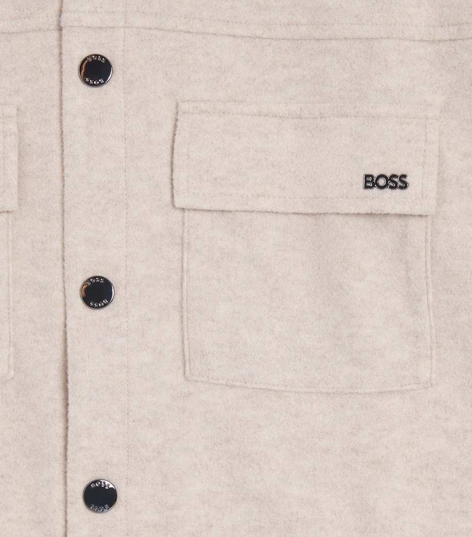 BOSS Kidswear Brushed Overshirt (4-16 Years) Off White Marl Image 2