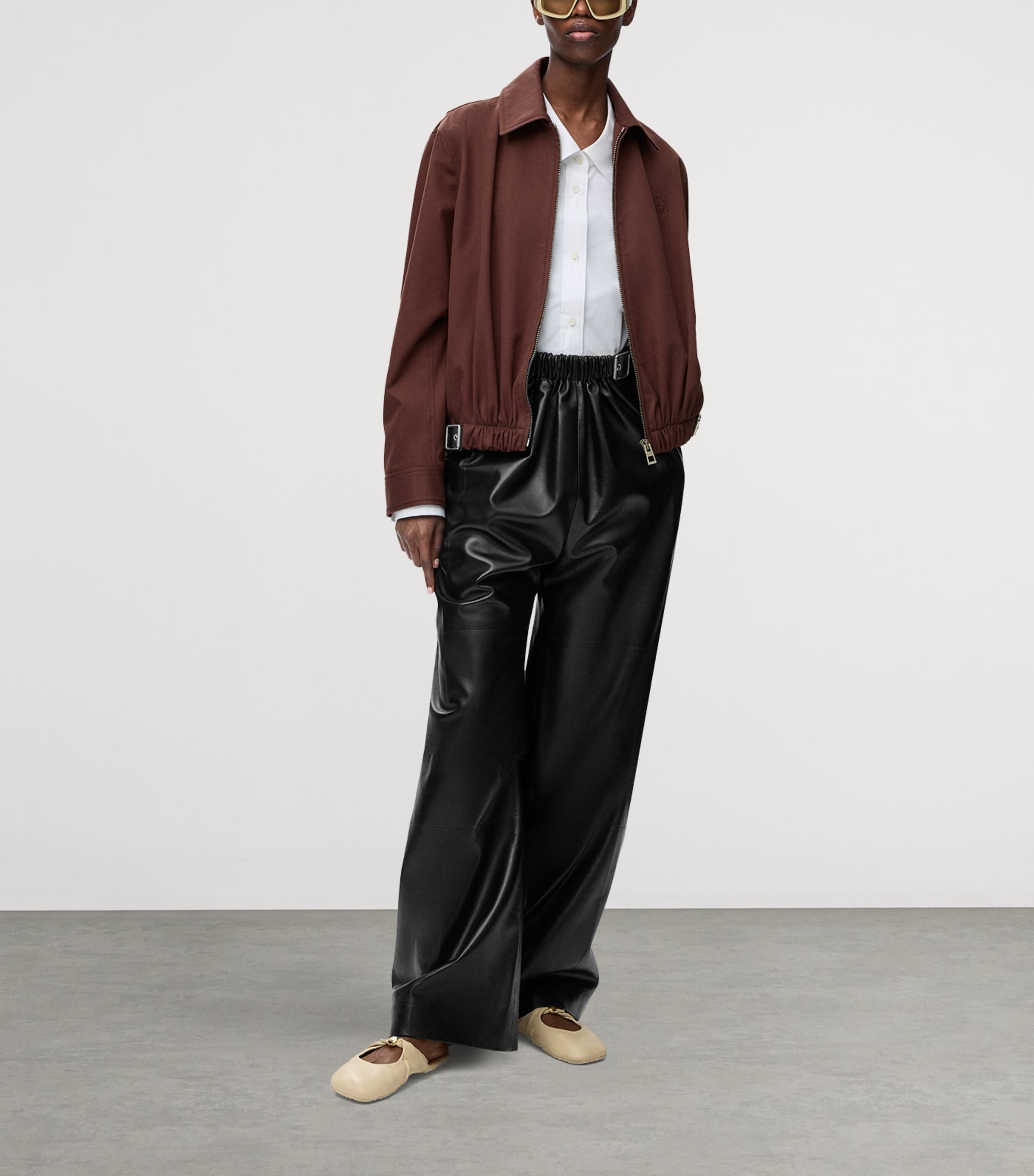 LOEWE Womens Cotton-Silk Buckled Shirt Jacket Coffee Image 2