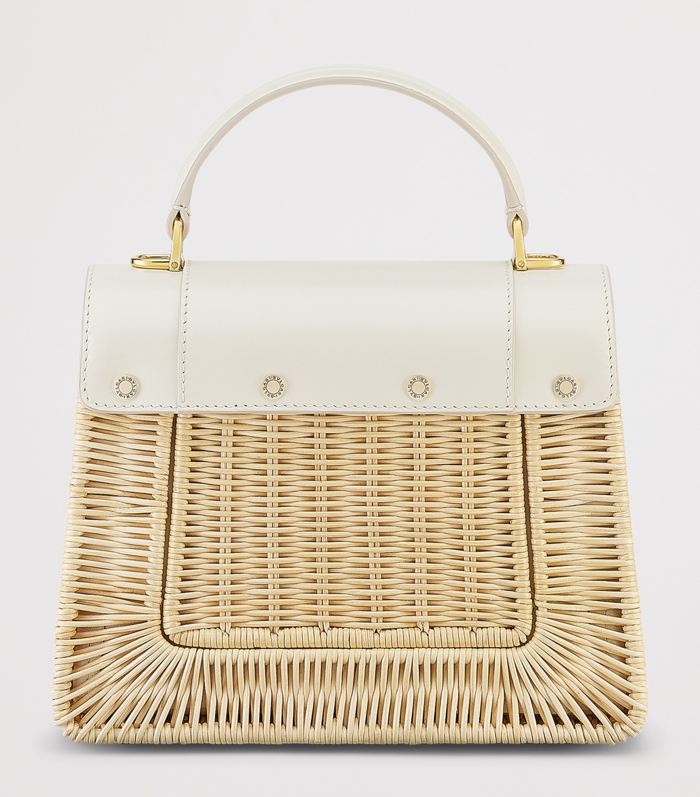 Bvlgari Medium Rattan-Leather Serpenti Forever Top-Handle Bag White Image 4