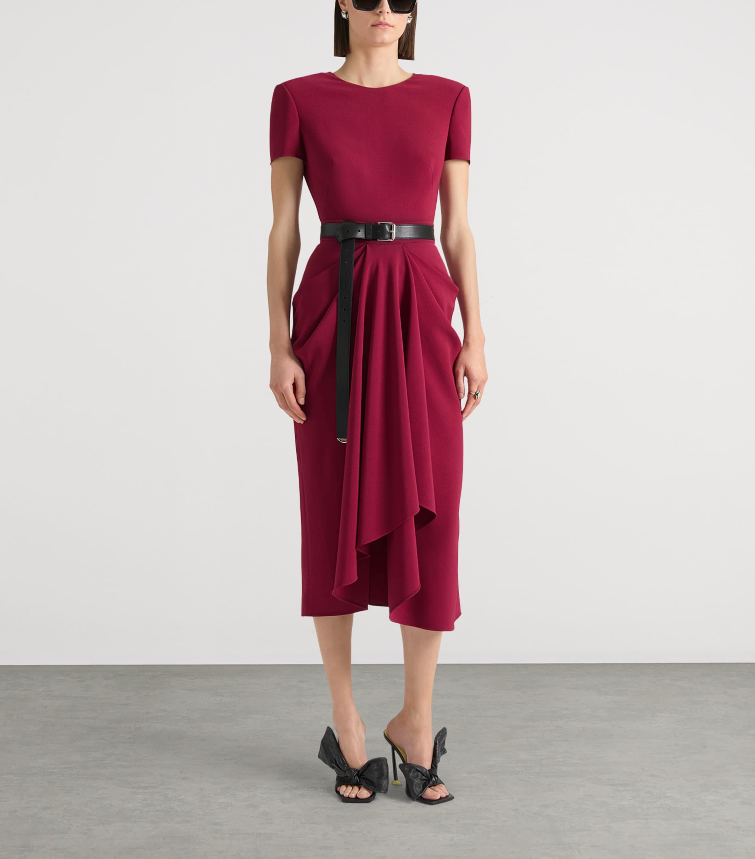 Givenchy Womens Gathered Pencil Midi Dress Red Cherry Image 2