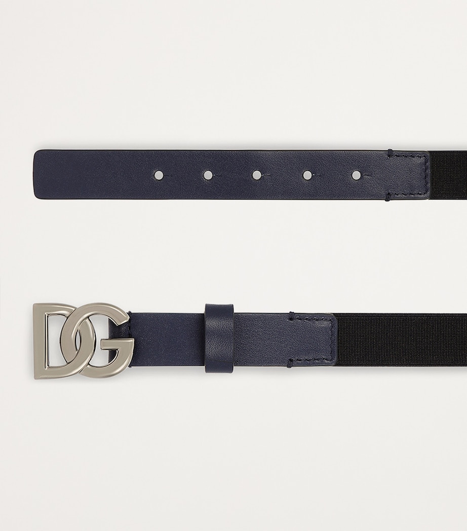 Calfskin Elasticated Logo Belt 80650-BLUE Image 3