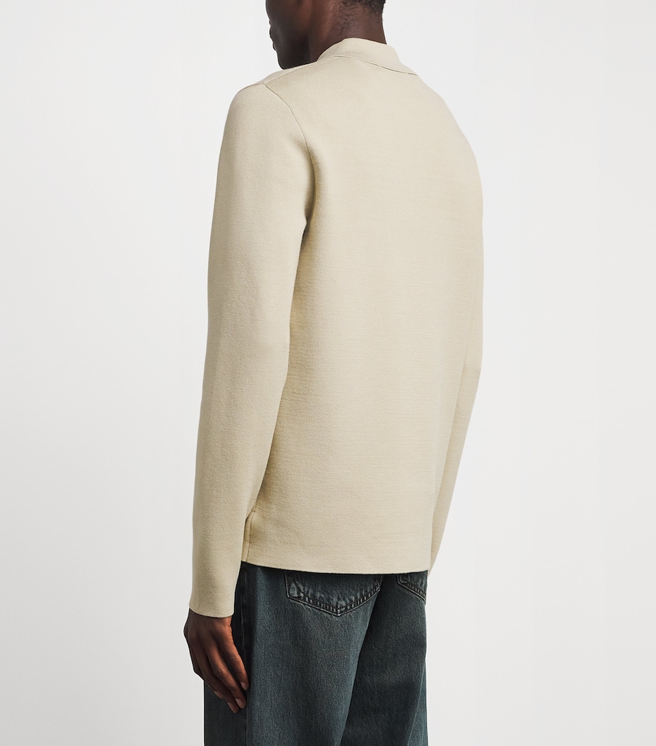 Samsøe Samsøe Mens Zip-Up Samatt Polo Sweater Tidal Foam Image 5