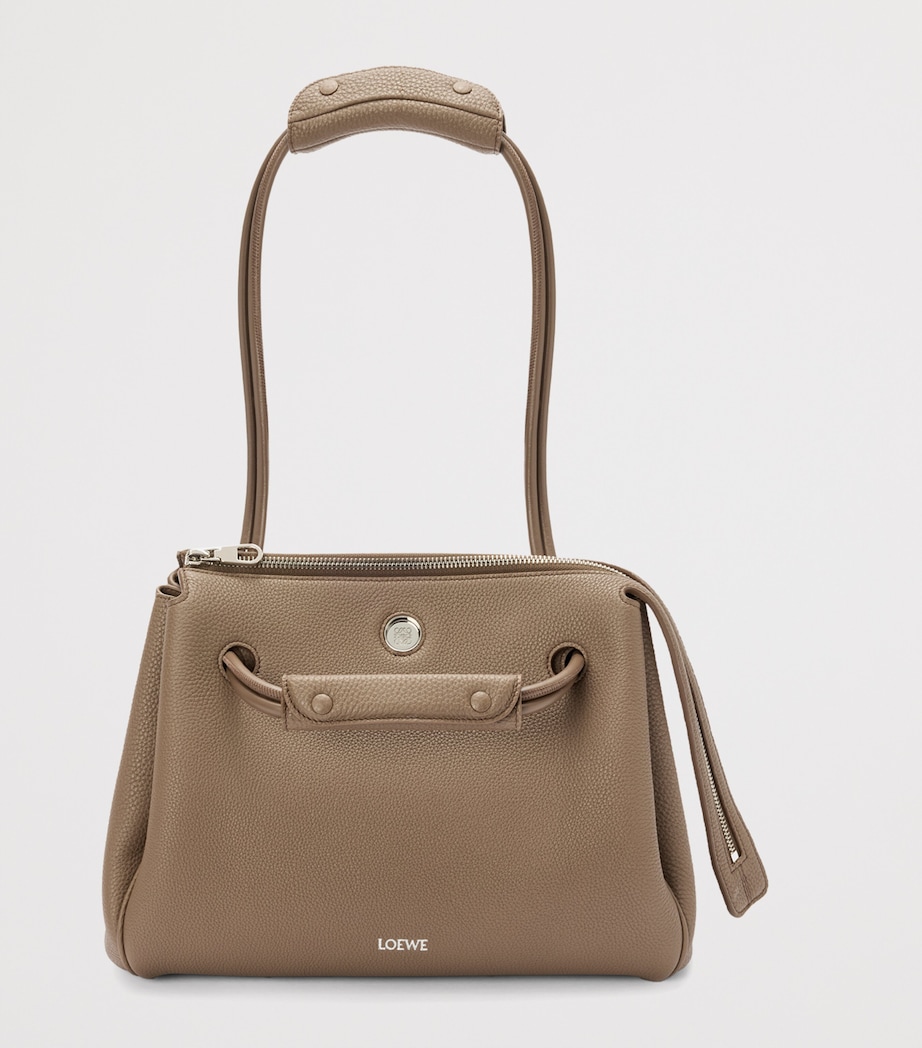 Medium Grained Leather Madrid Shoulder Bag TAUPE Image 9