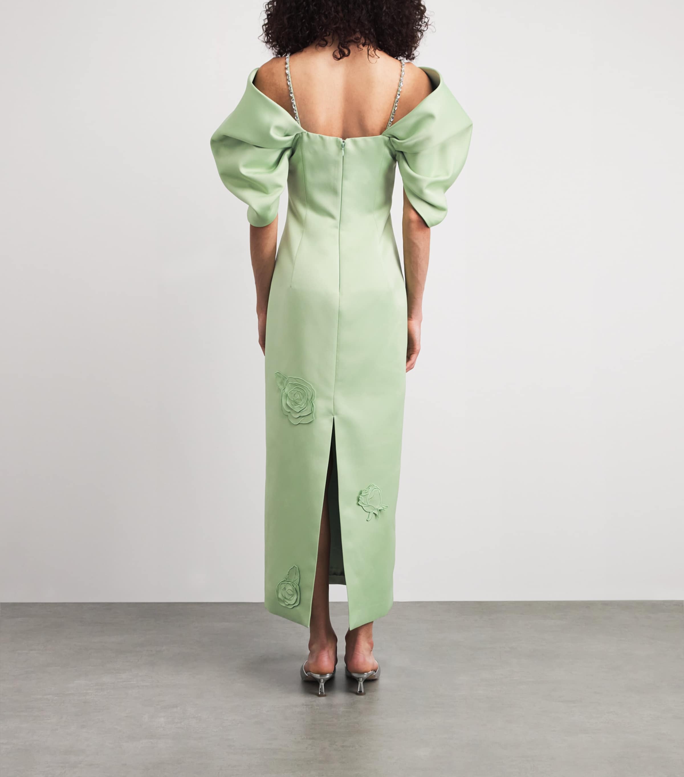 LEO LIN Womens Appliqué Arabella Maxi Dress Juniper Green Image 4