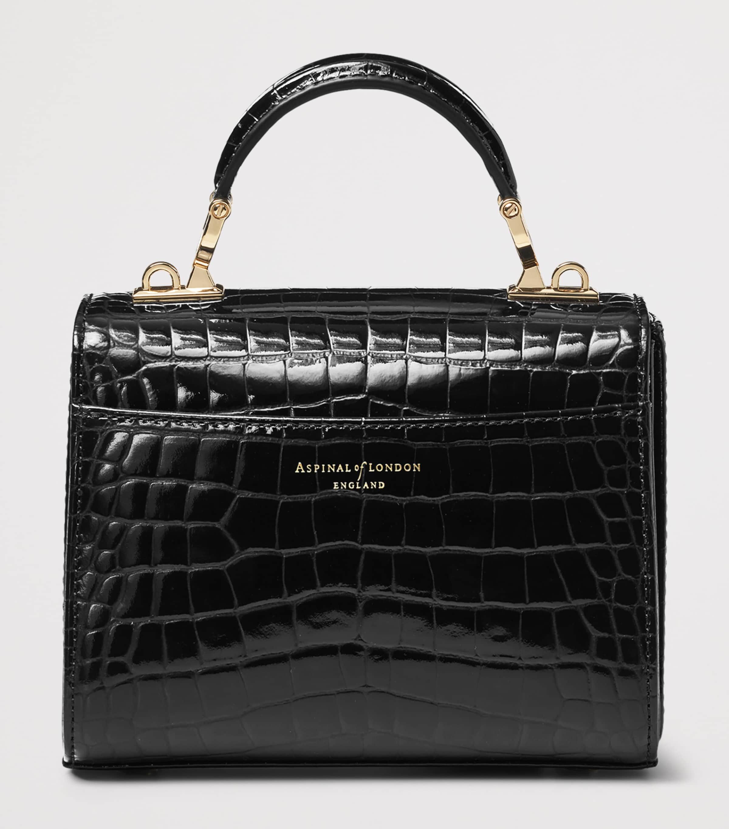 Aspinal Of London Mini Leather Mayfair Top-Handle Bag Black Image 3