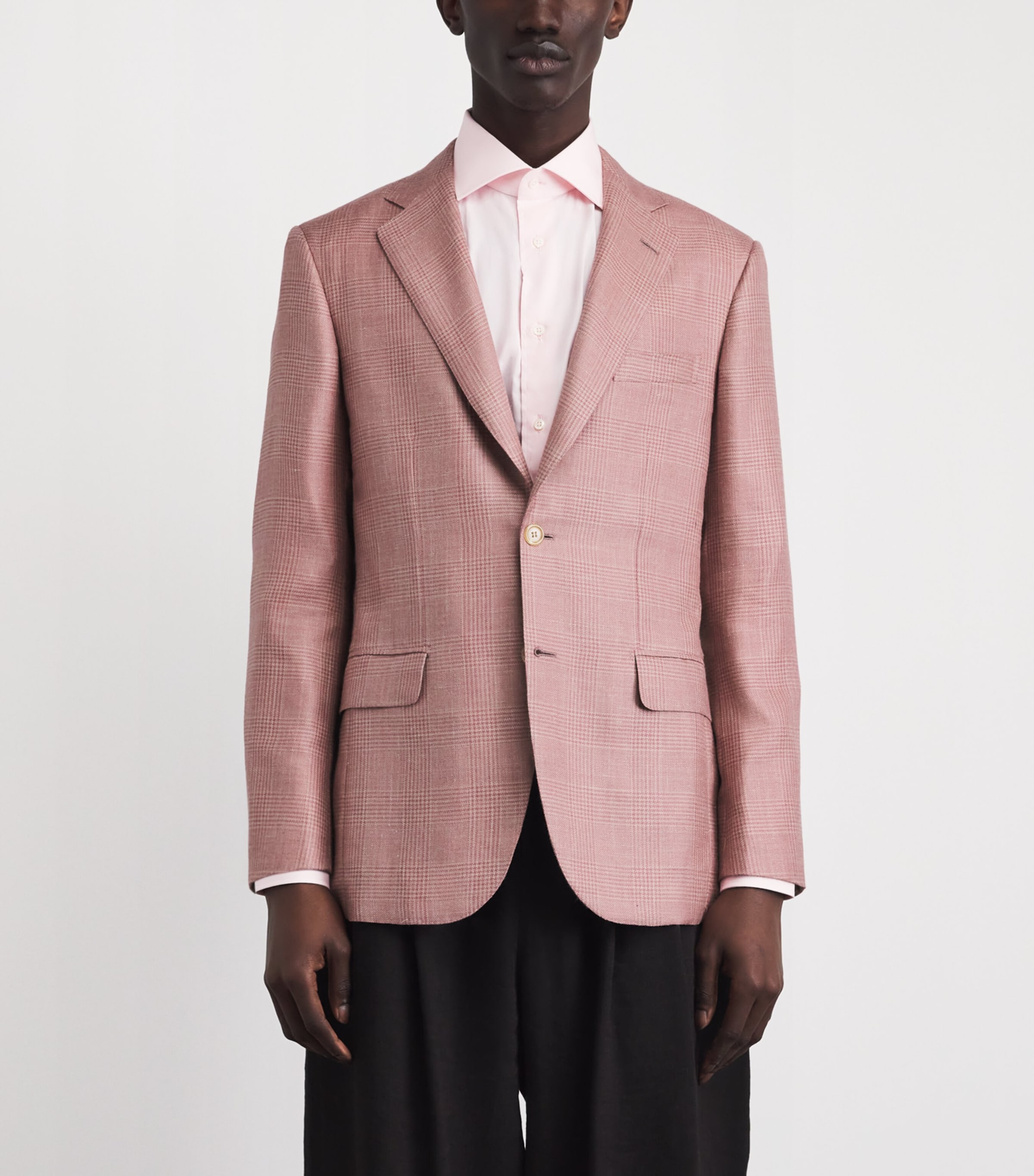 Brioni Mens Wool-Silk-Linen Check Blazer Image 4