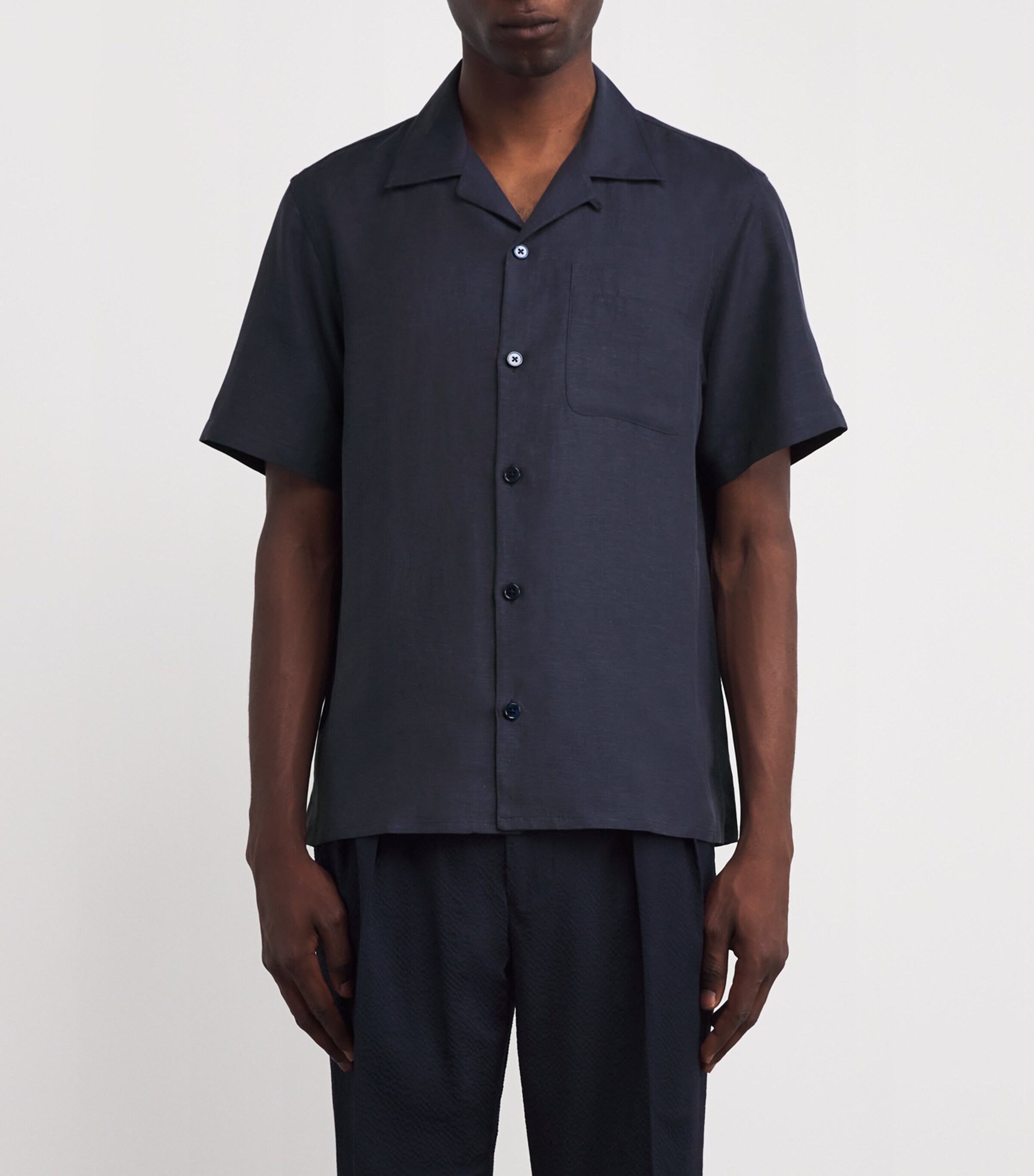 Ralph Lauren Purple Label Navy x Wimbledon Silk-Linen Archer Shirt