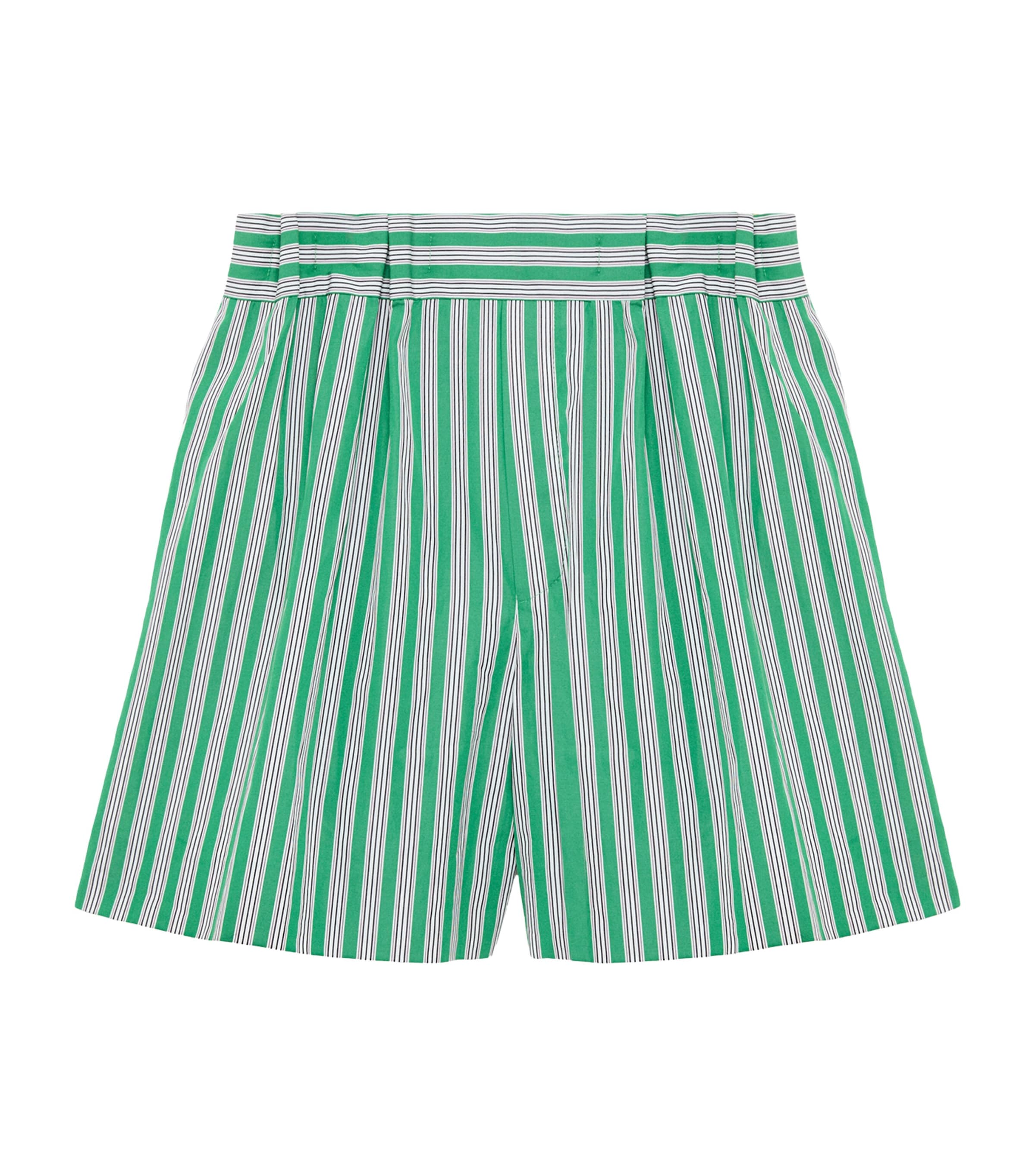 LOEWE Womens Stripe Shorts Green/white Image 1