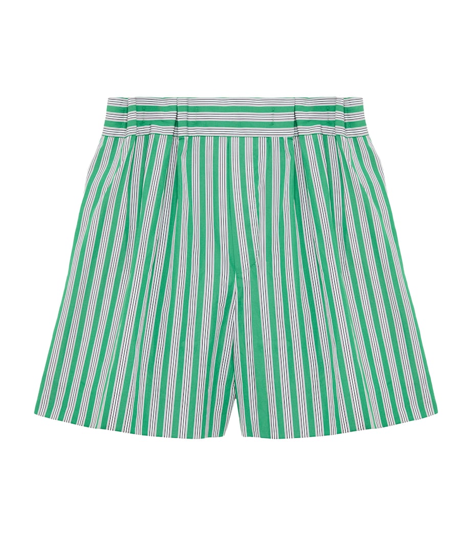 LOEWE Womens Stripe Shorts Green/white Image 1