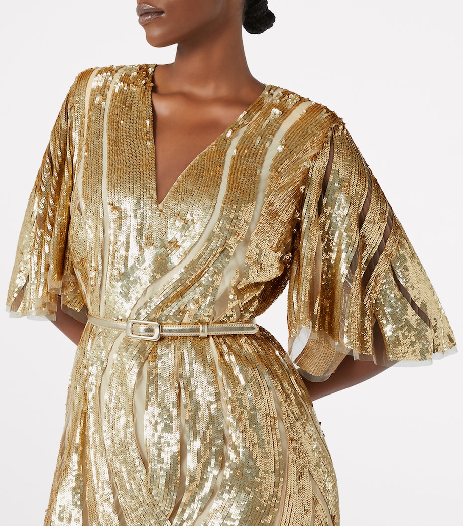 Sequinned Maxi Dress LIGHT GOLD Image 3