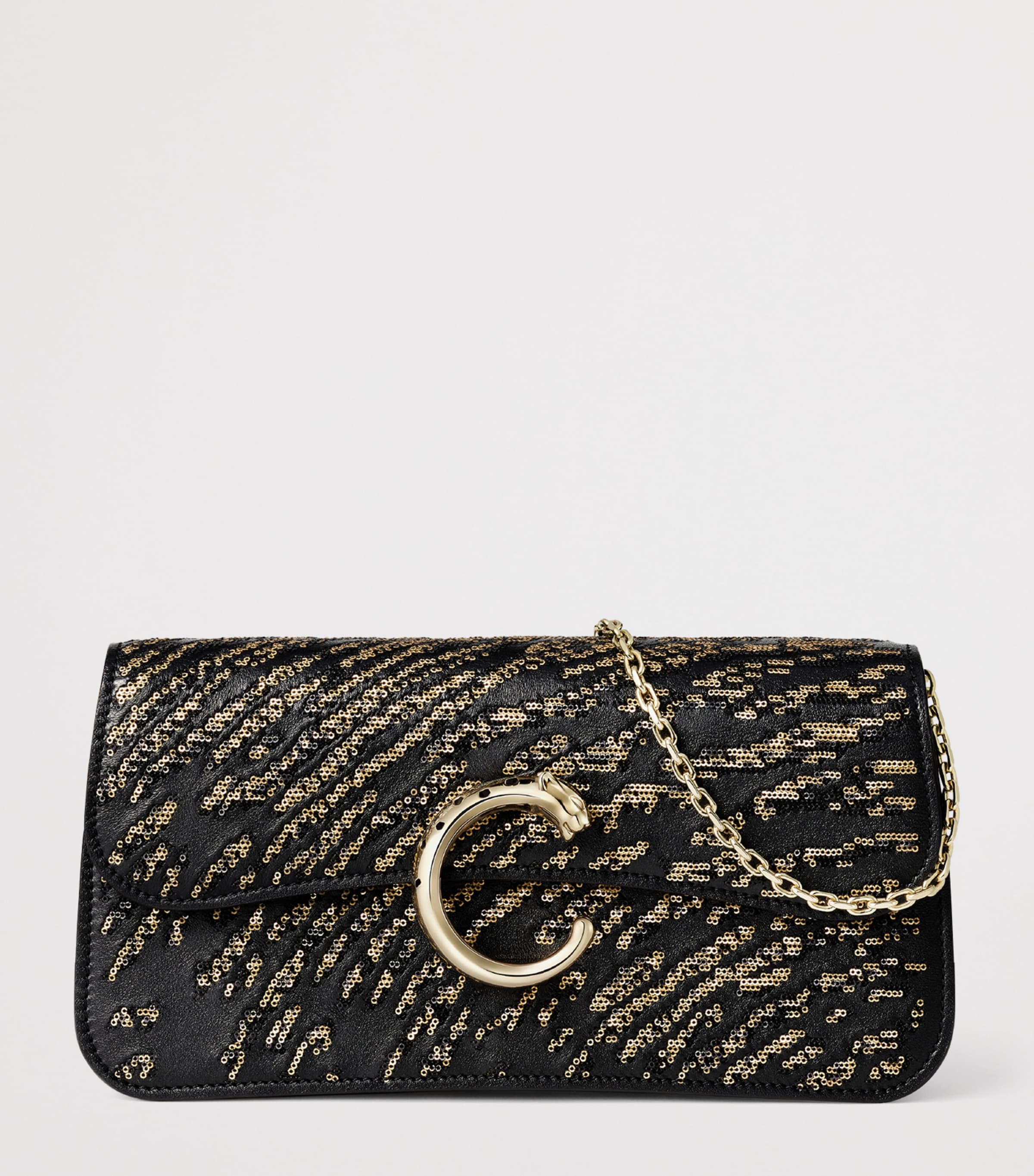 Cartier Mini Sequinned Panthère C de Cartier Chain Bag Black Image 3
