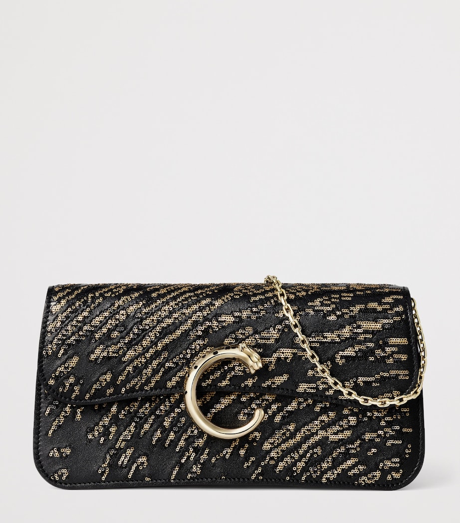 Cartier Mini Sequinned Panthère C de Cartier Chain Bag Black Image 3
