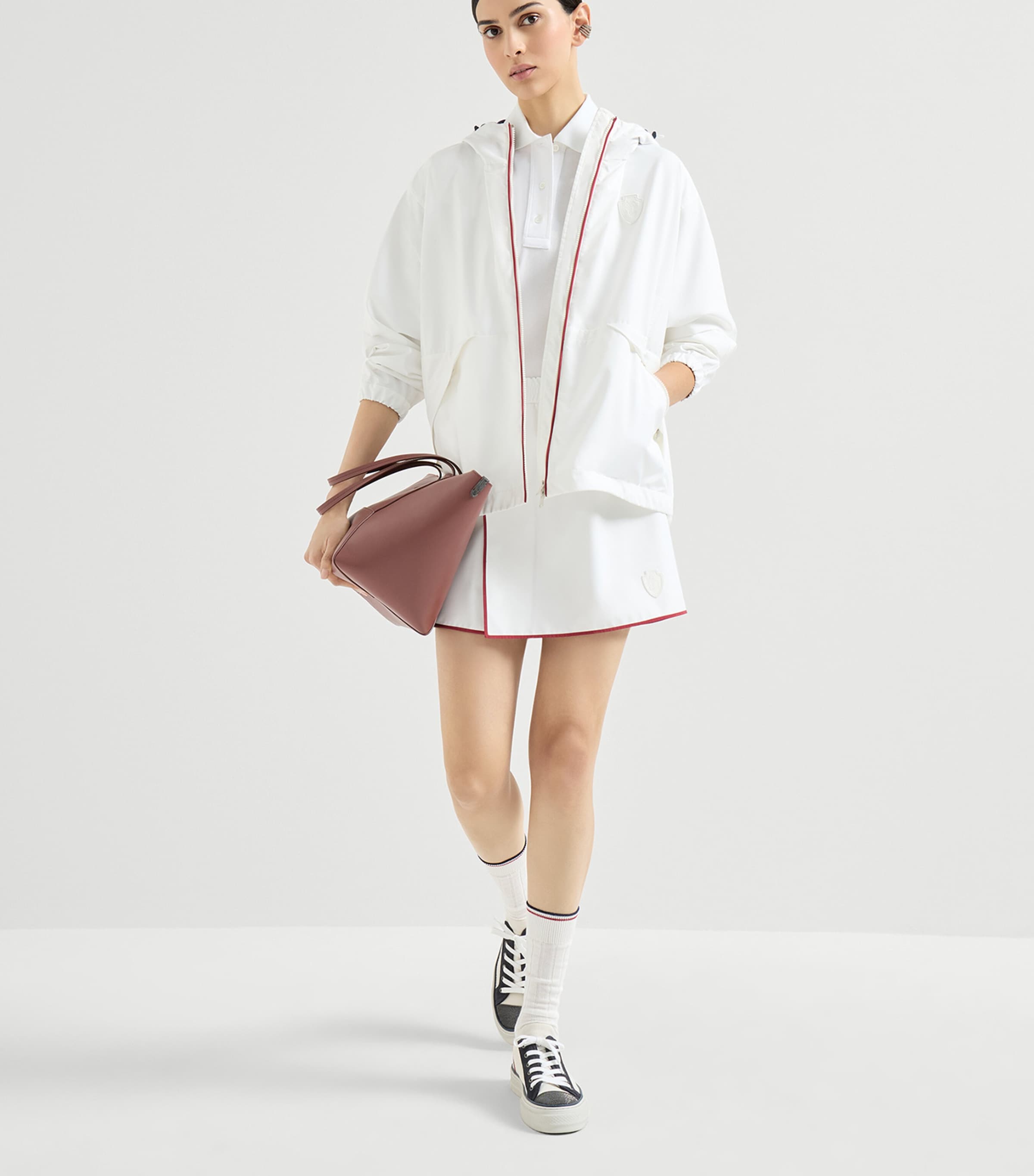 Brunello Cucinelli Womens Technical Logo Mini Skirt Image 2