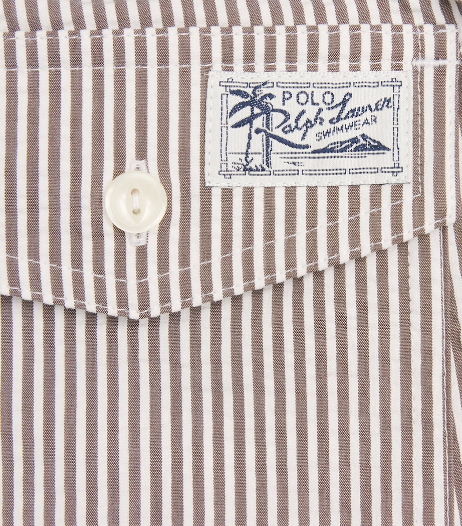 Polo Ralph Lauren Mens Seersucker Traveller Swim Shorts Nutmeg Brn Seerscker Image 5