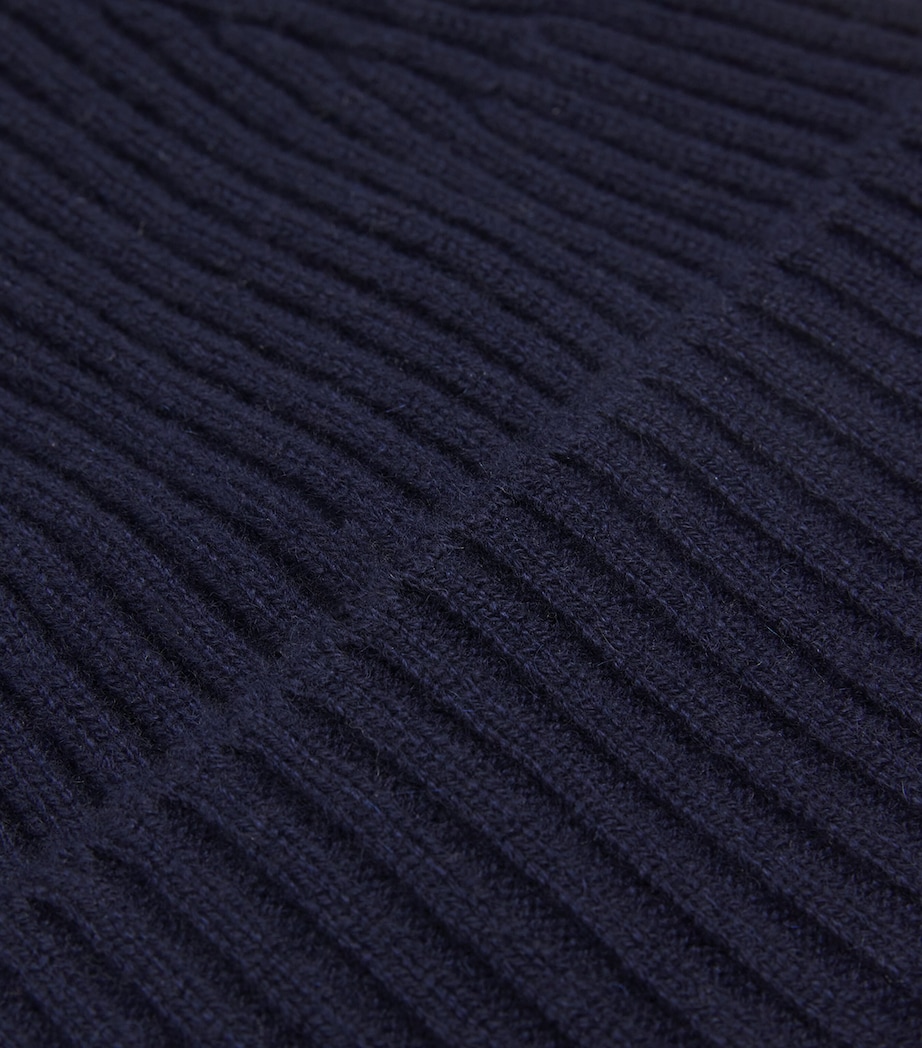 Harrods Cashmere Ribbed Beanie Cosmos Image 3