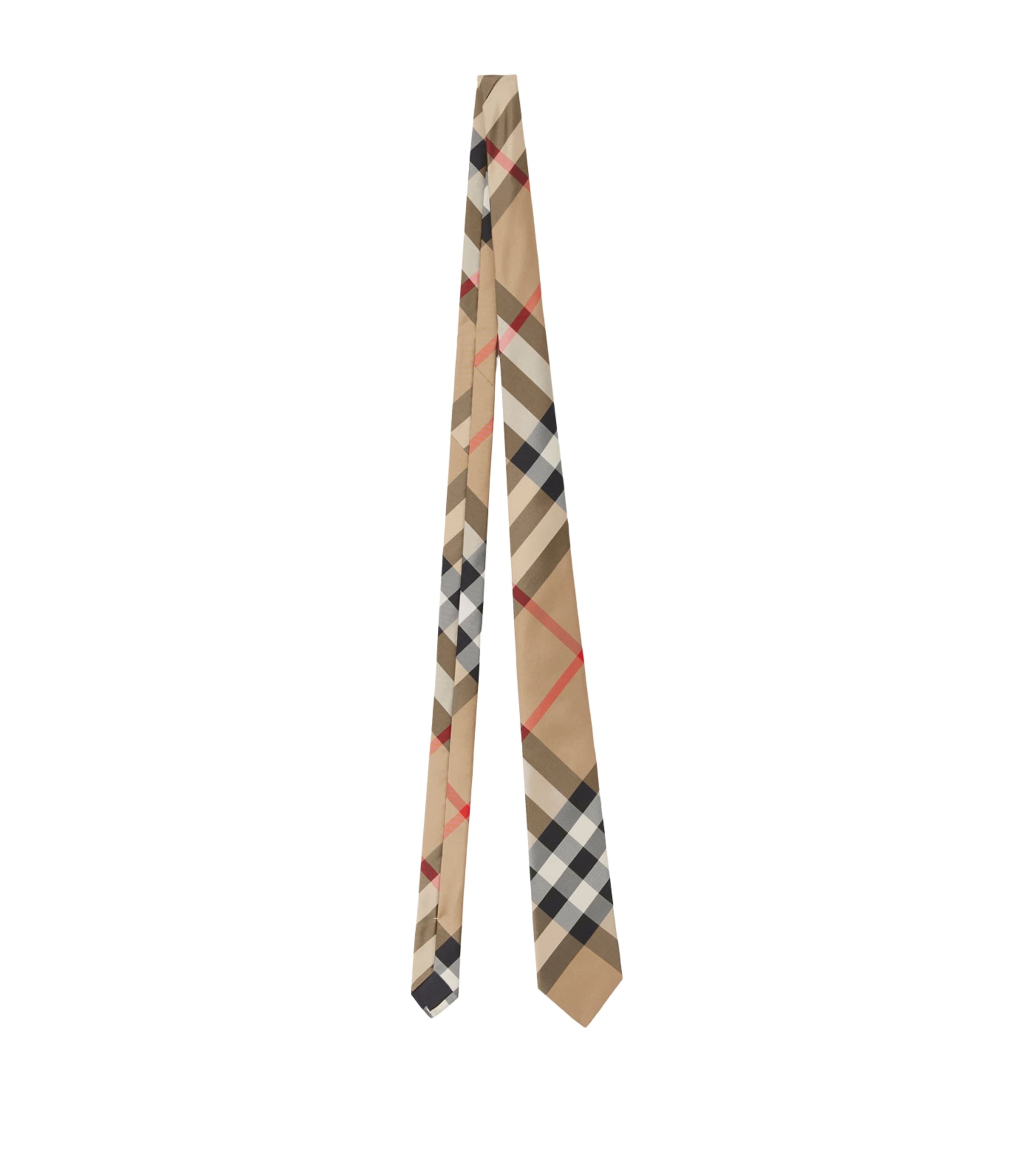Burberry Silk Check Tie In Beige