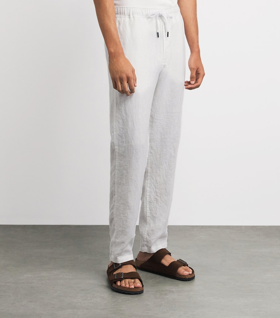 Derek Rose Mens Linen Vienna Straight Trousers Whi Image 4