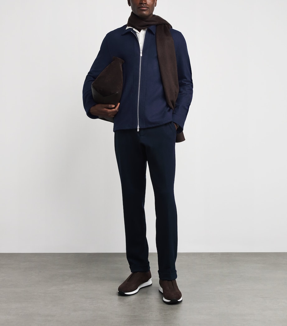 Marco Pescarolo Mens Cashmere 2-Way Zip Jacket Navy Image 2