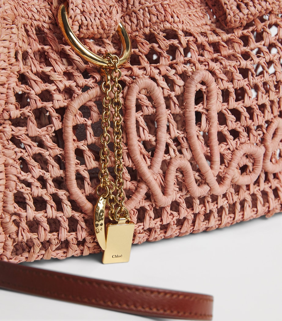 Chloé Small Raffia Summer Banana East-West Tote Bag Summery Beige Image 4