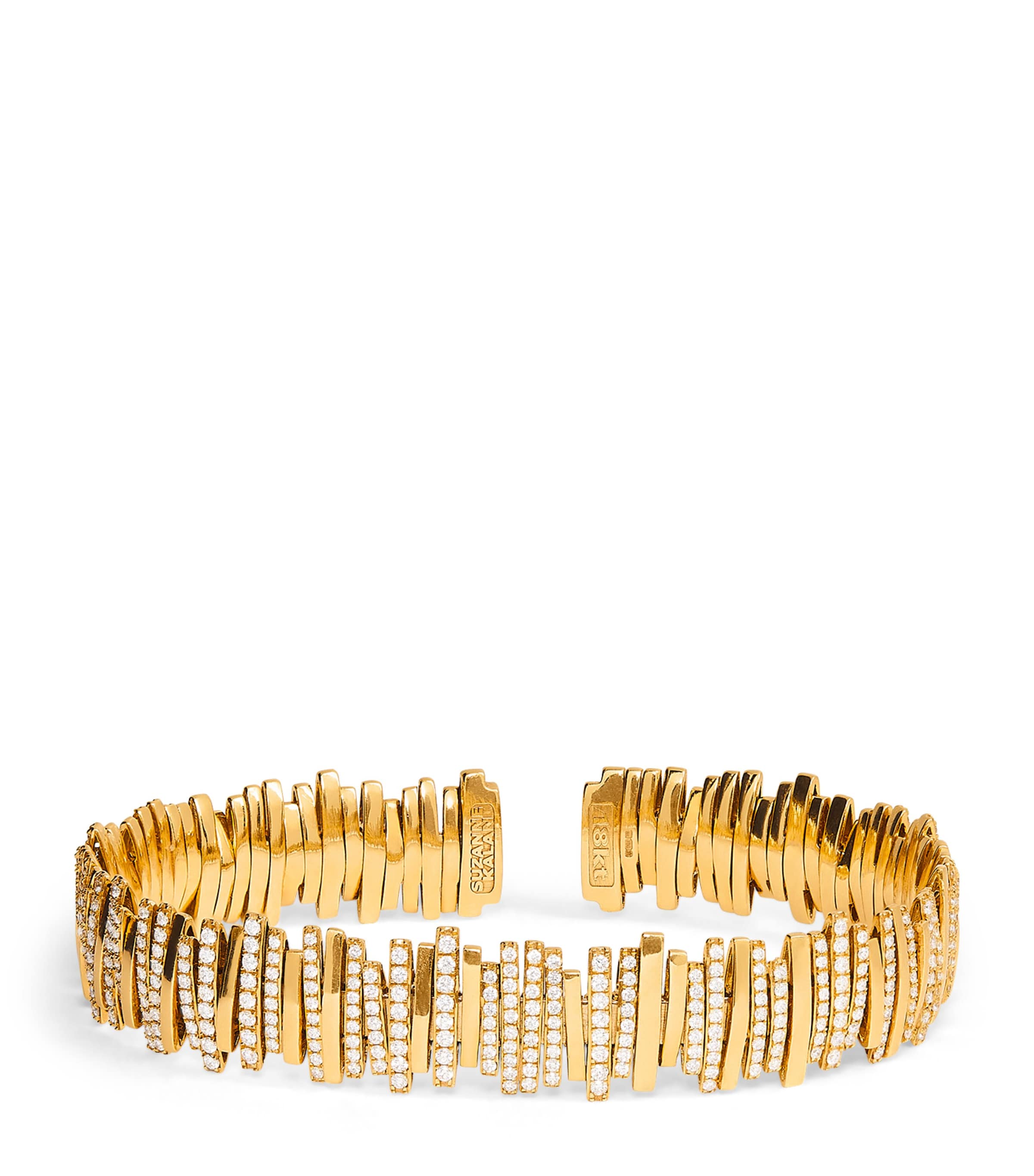 Suzanne Kalan Yellow Gold and Diamond Half Pavé Cuff Bangle Yg/wd Image 1