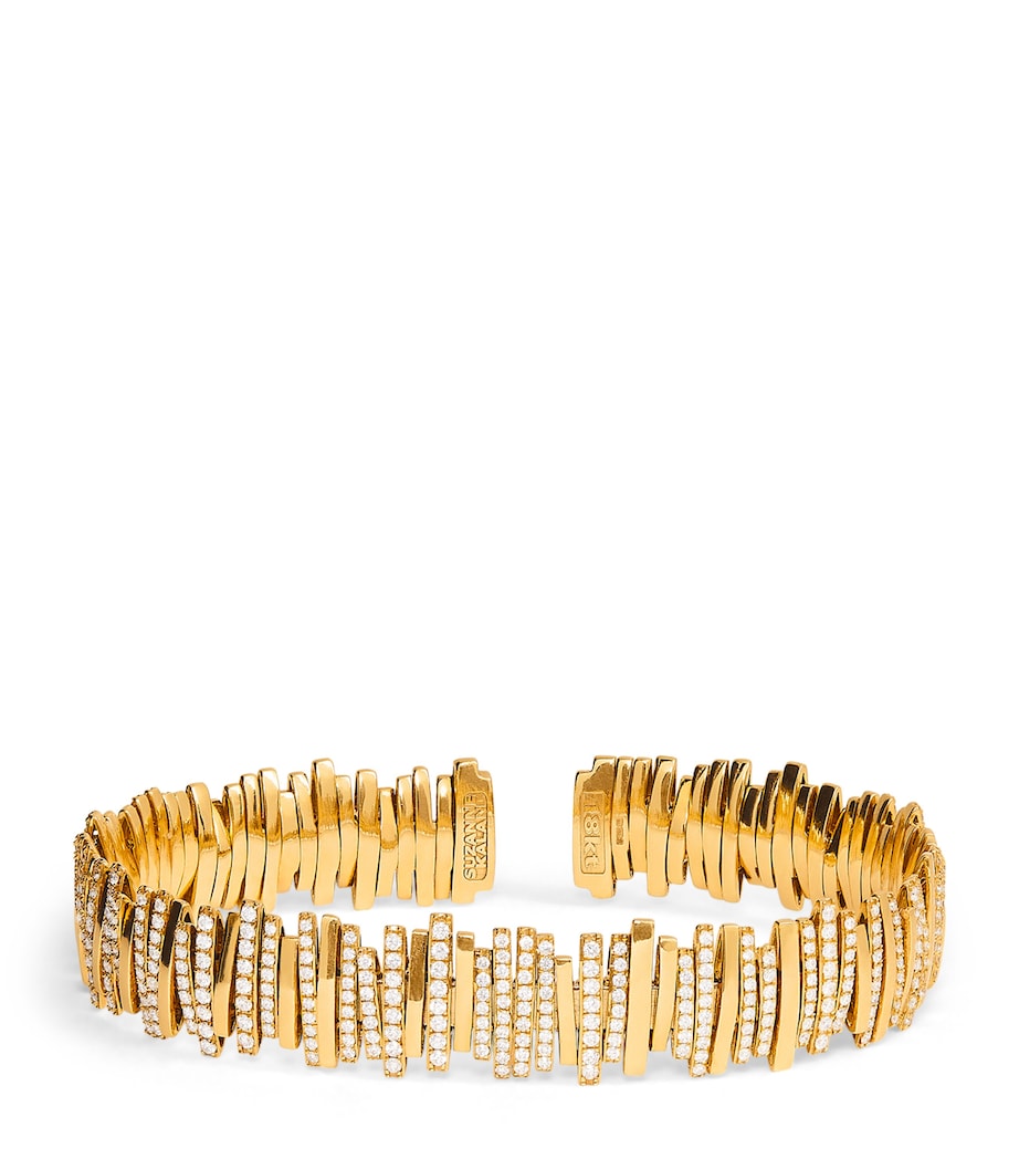 Suzanne Kalan Yellow Gold and Diamond Half Pavé Cuff Bangle Yg/wd Image 1