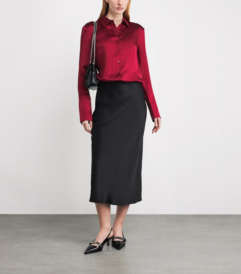 Silk-Blend Amanda Shirt BURGUNDY Image 2