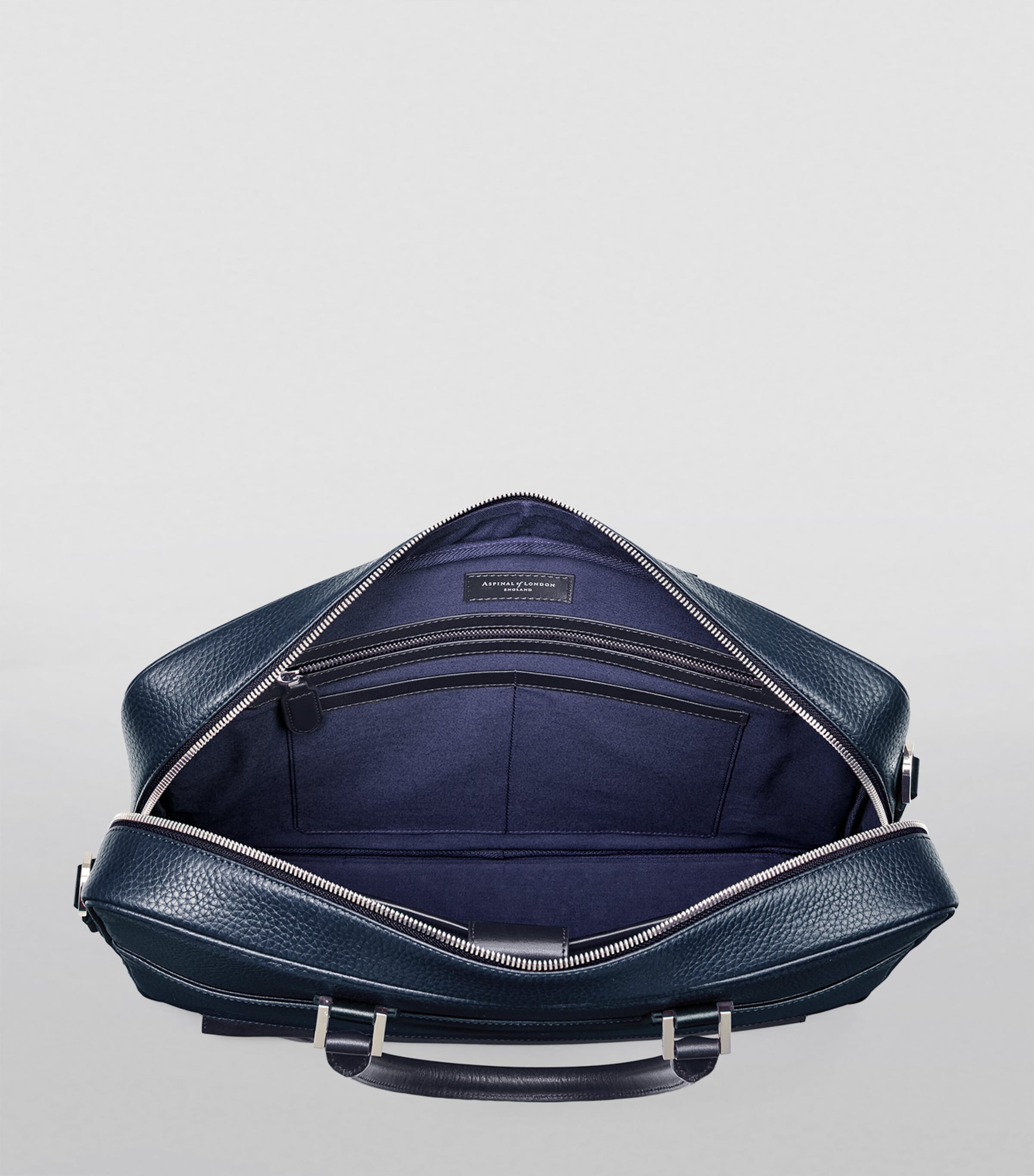 Leather Mount Street Briefcase Bag NAVY Image 5