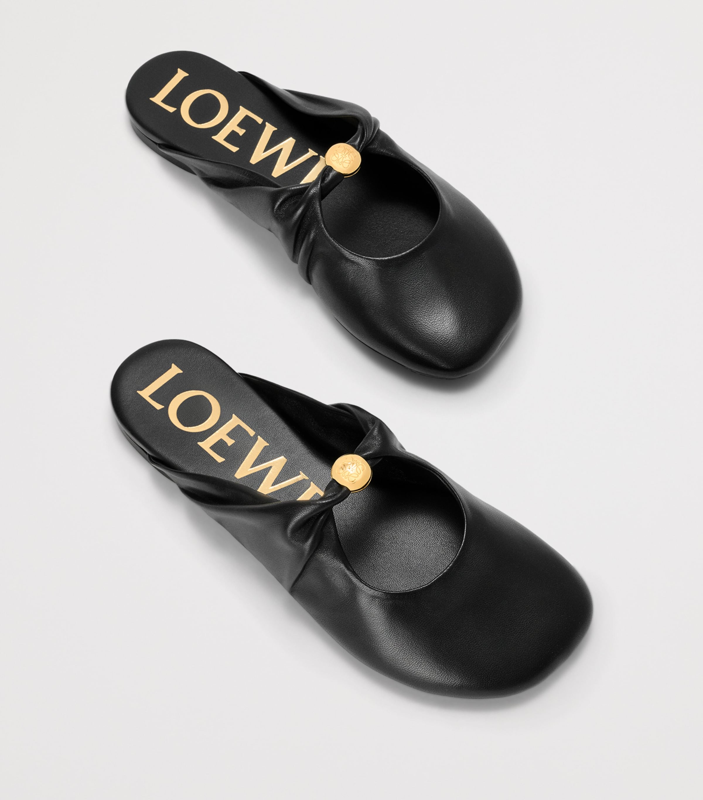 LOEWE Leather Pebble Mules Black Image 4