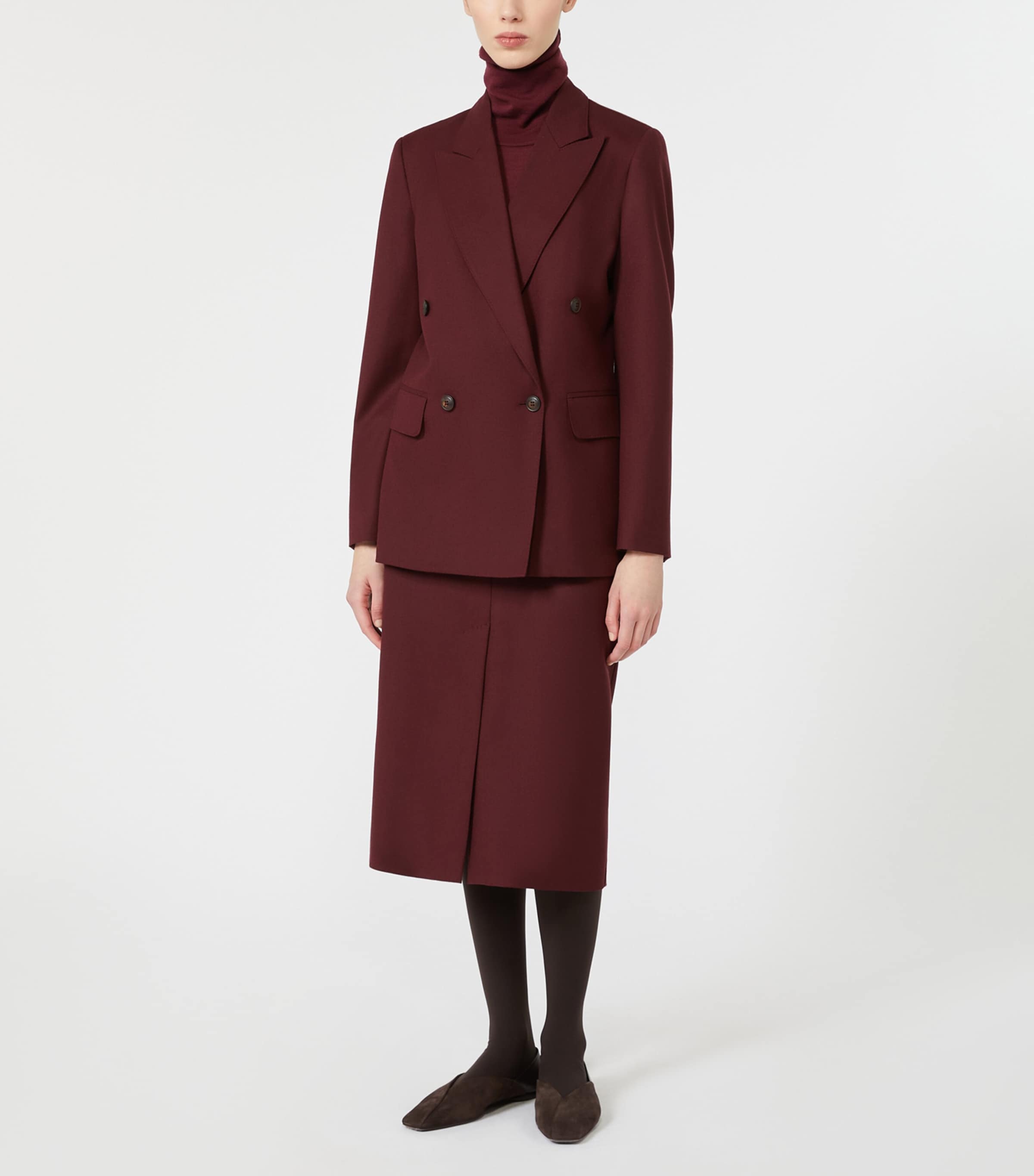 Max Mara Womens Virgin Wool-Blend Blazer Wine Coloured Image 2
