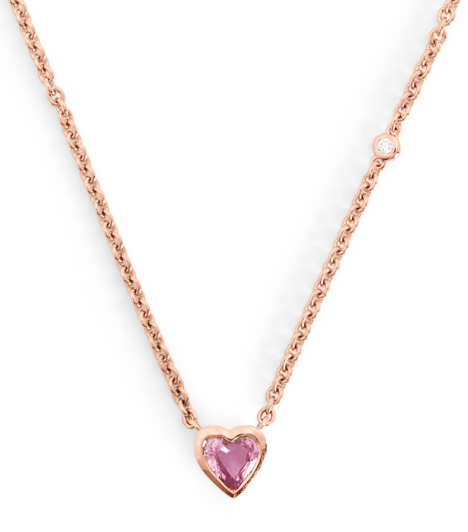 Rose Gold, Sapphire and Diamond Heart Necklace ROSE GOLD Image 1