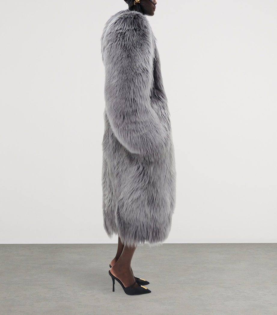 Schiaparelli Womens Shearling Corset Coat Dark Grey Image 4