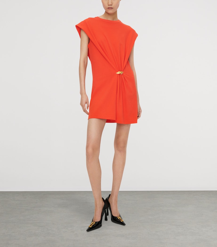 Schiaparelli Womens Cotton Mouth Brooch Mini Dress Red Image 2