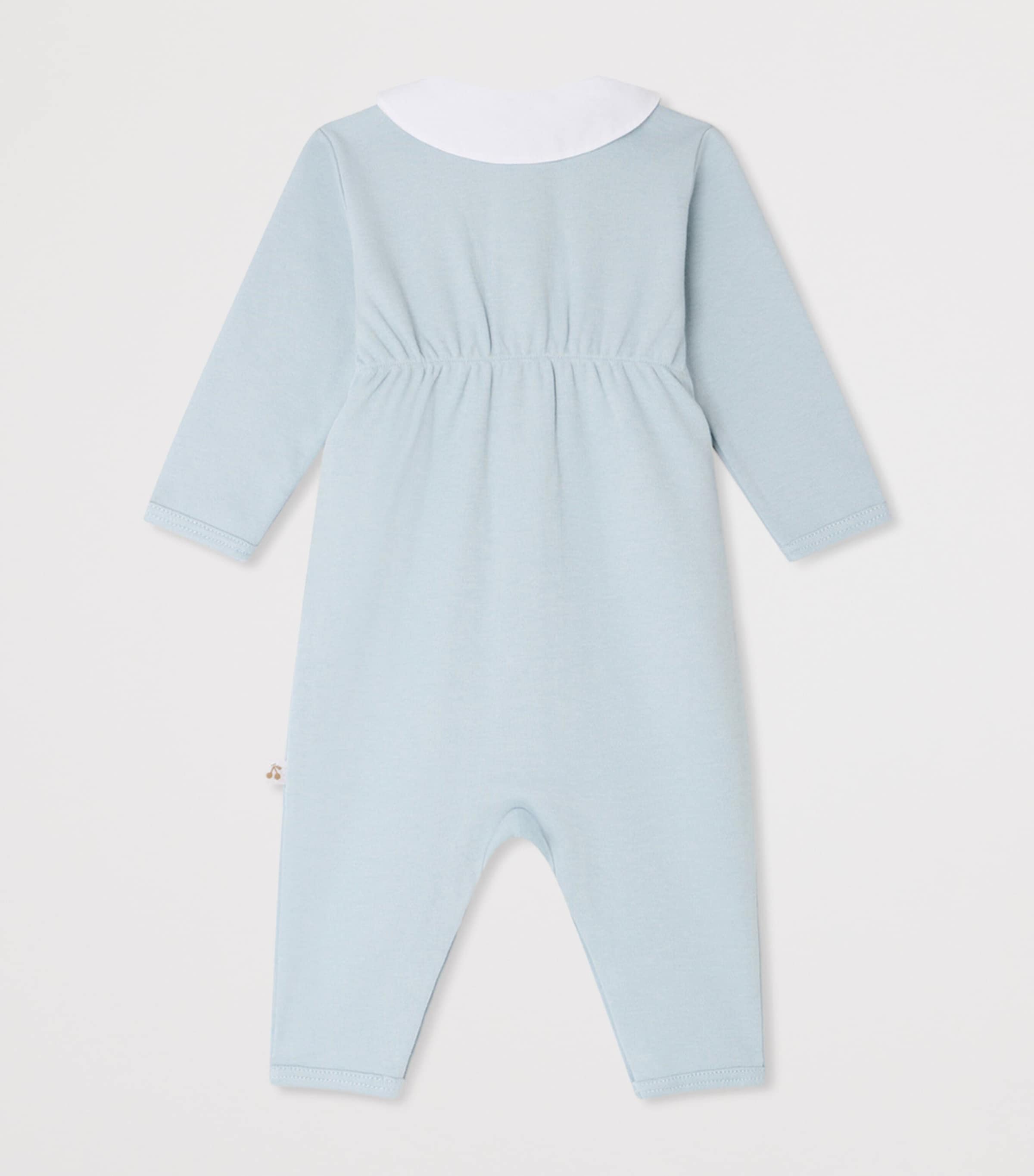 Bonpoint Cotton Embroidered-Collar Playsuit (1-18 Months) Bleu Moyen Image 2
