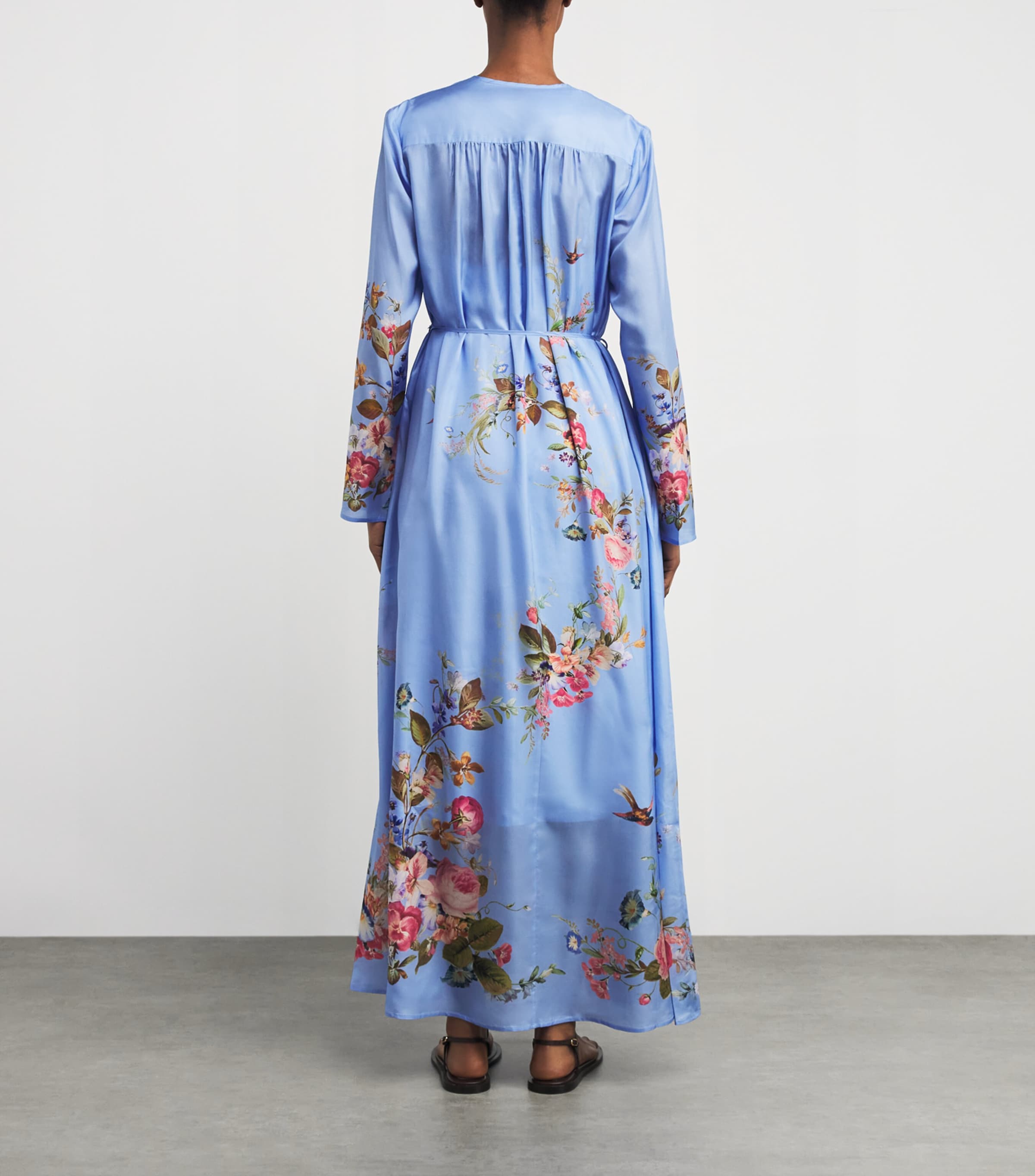 Silk Gathered Patience Midi Dress CORNFLOWER FLORALCFF Image 3