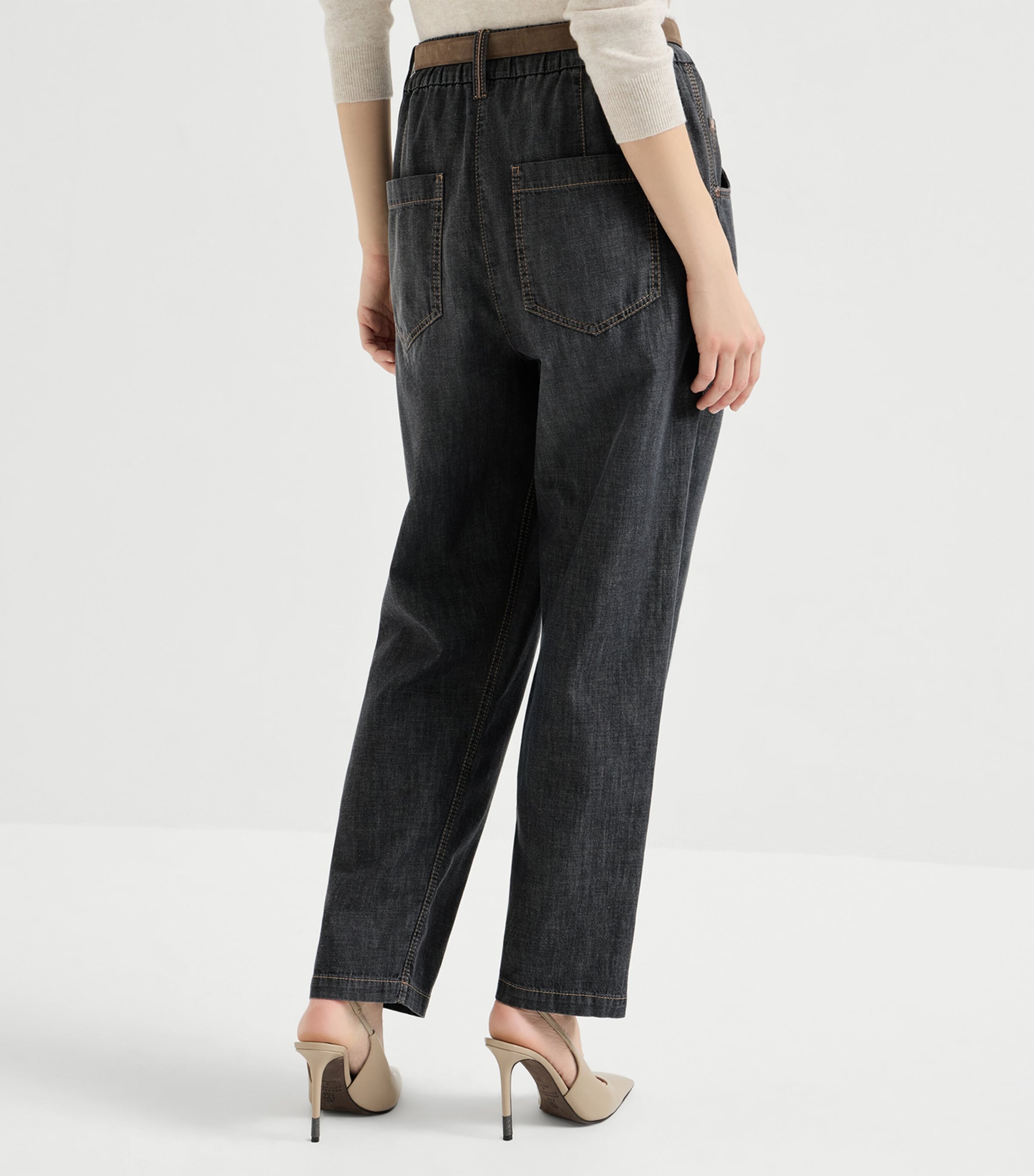 Brunello Cucinelli Womens Denim Straight Trousers Image 5